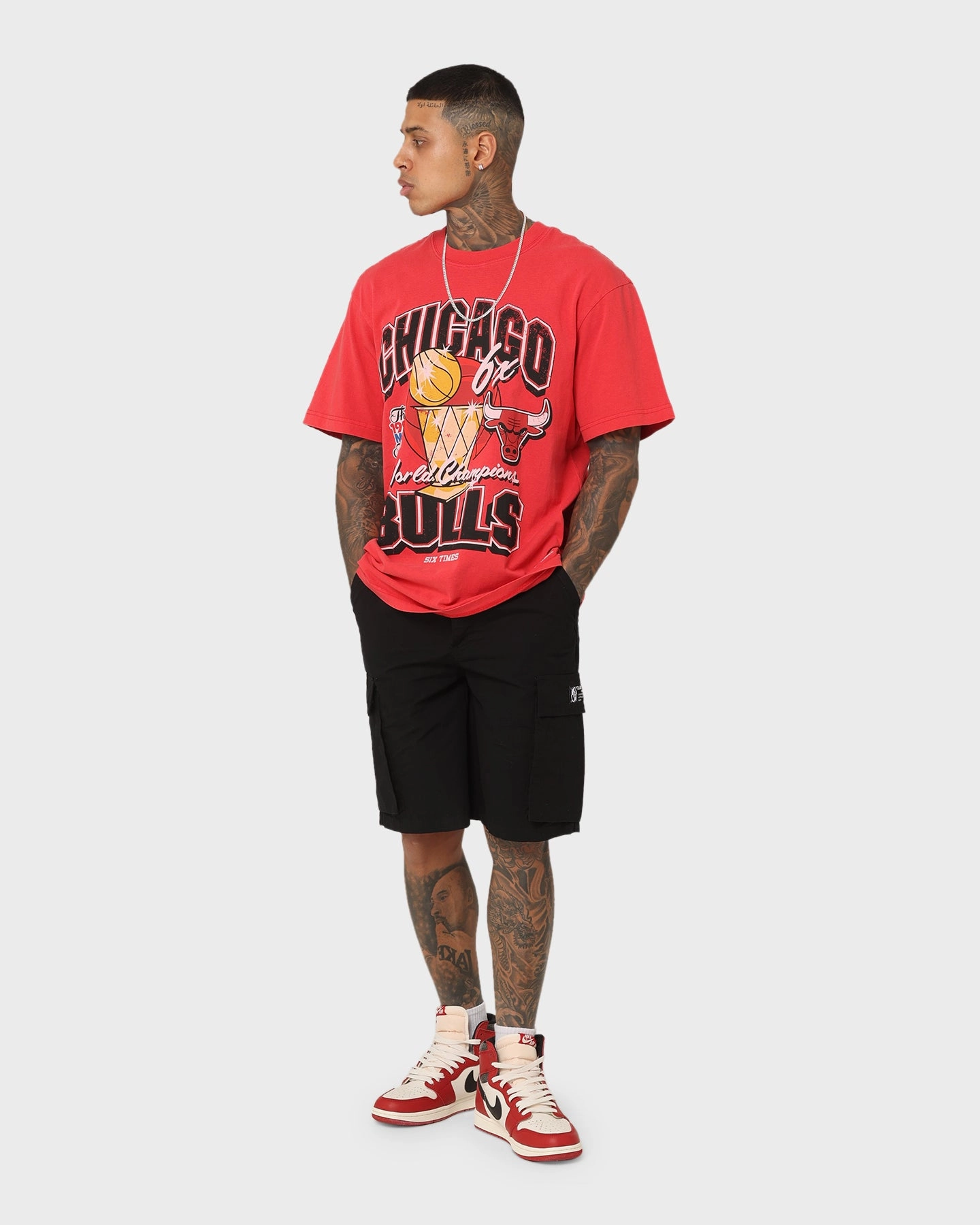 crew neck Everyday Fit Mitchell & Ness Chicago Bulls Champion History Vintage T-Shirt Faded Red