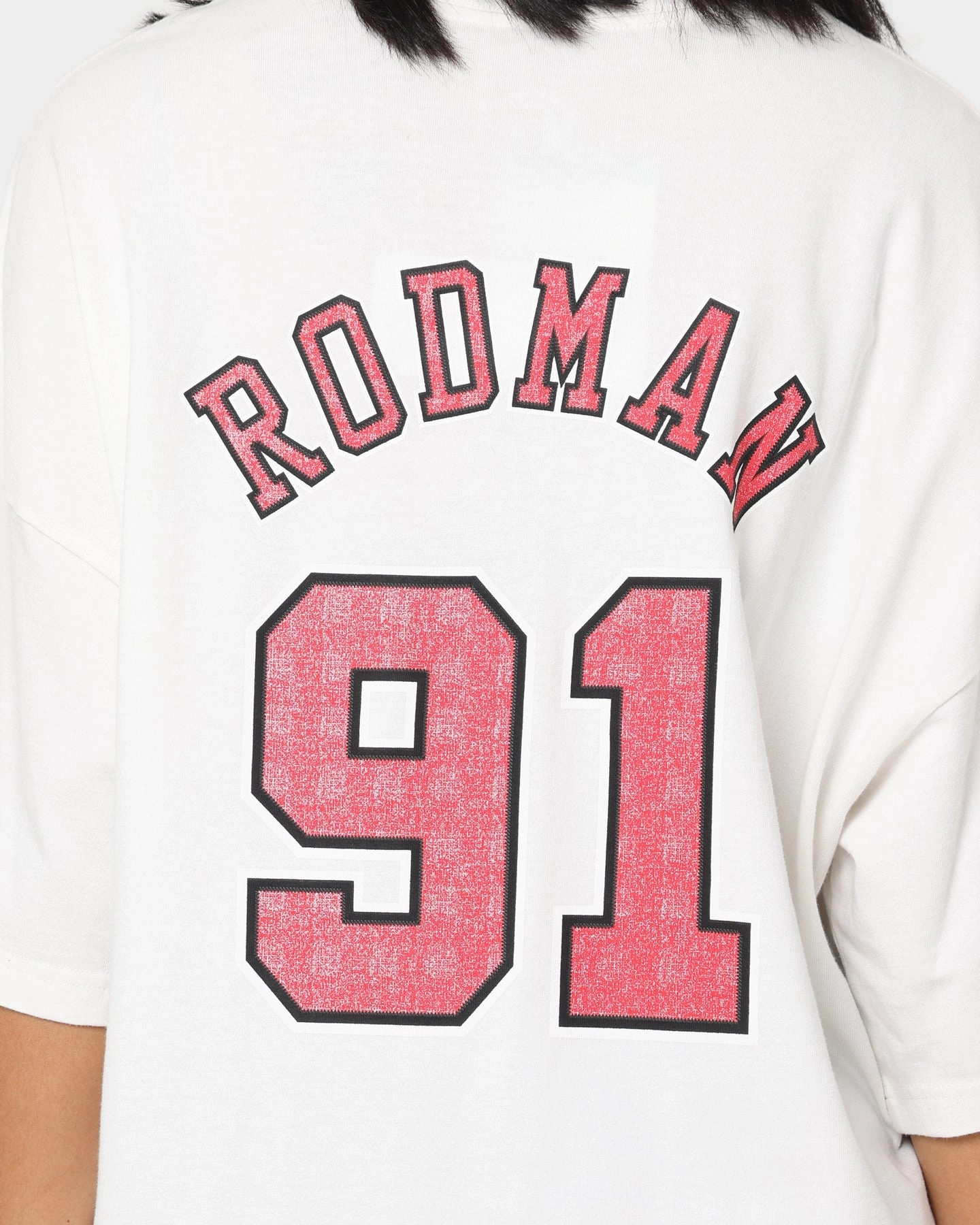 Mitchell & Ness Chicago Bulls Dennis Rodman #91 N & N Oversized T-Shirt Vintage White Athletic Comfort Wear
