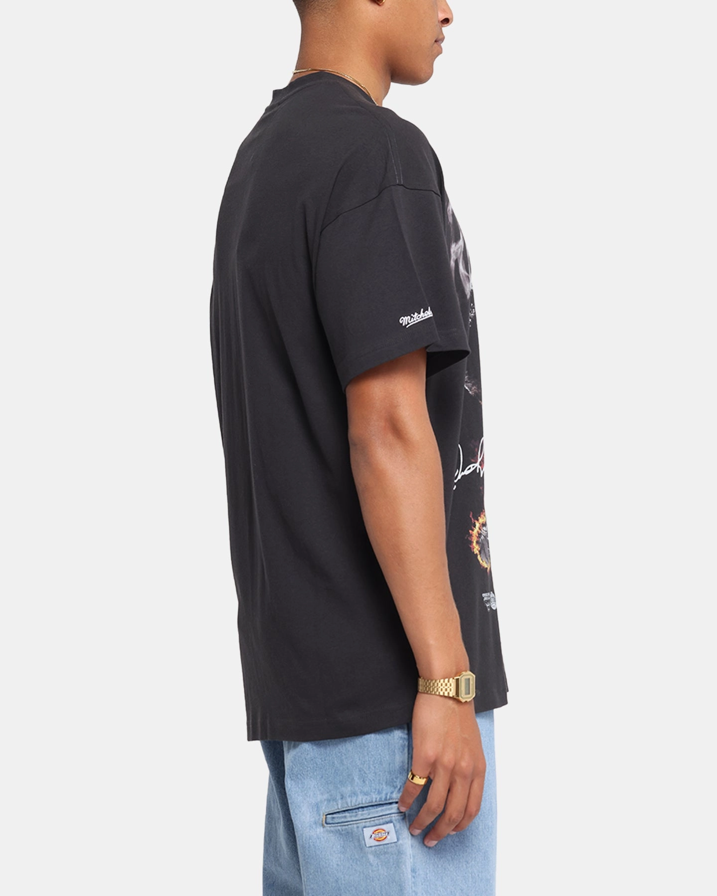 Basic Layering Drop Shoulder Cut Mitchell & Ness Chicago Bulls Dennis Rodman Flaming Hot T-Shirt Faded Black