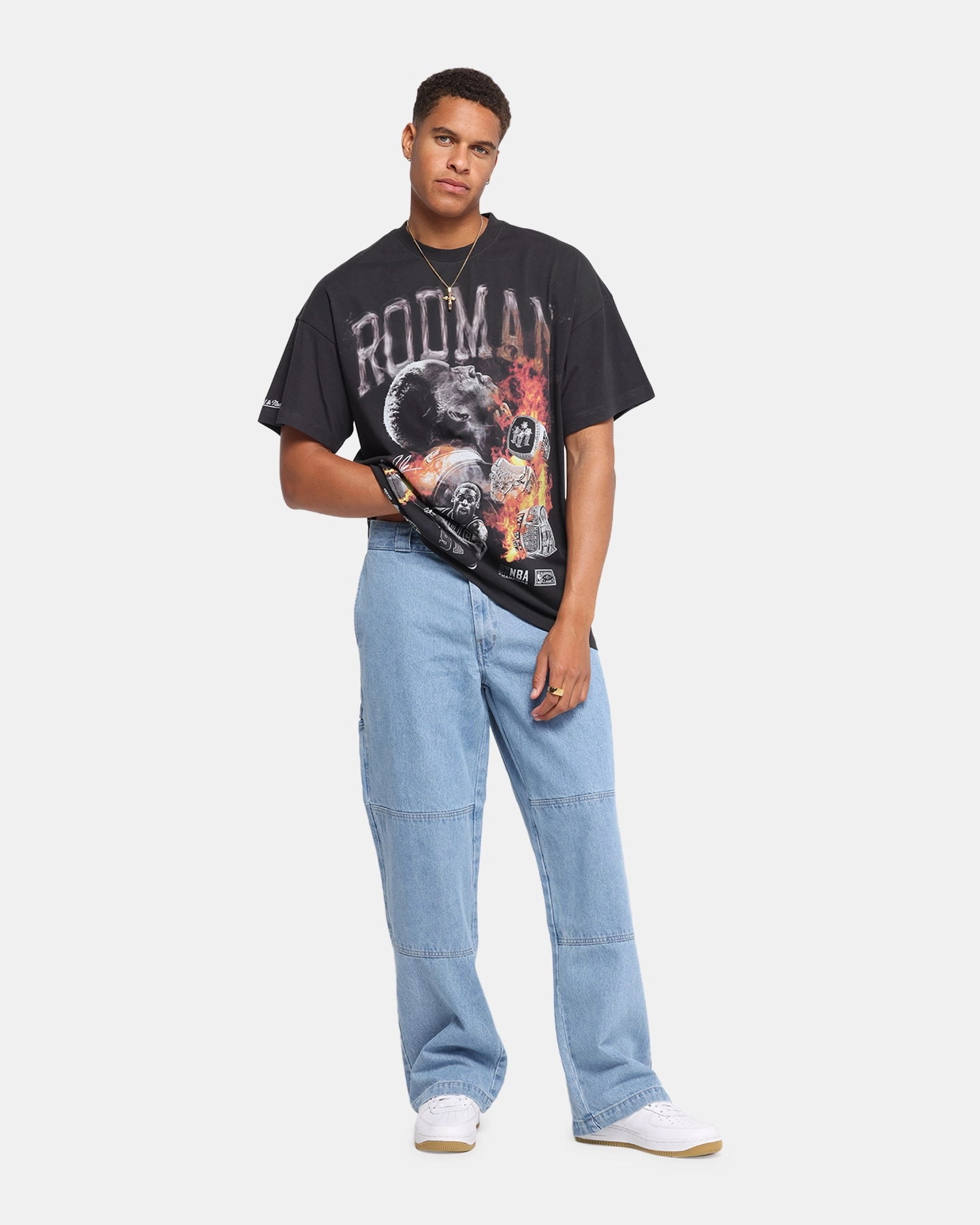 Mitchell & Ness Chicago Bulls Dennis Rodman Flaming Hot T-Shirt Faded Black Party fun black friday