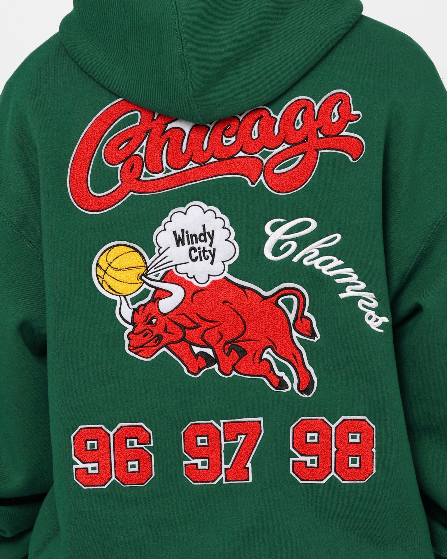 Mitchell & Ness Chicago Bulls Letterman Hoodie Malachite Green Present Lightweight