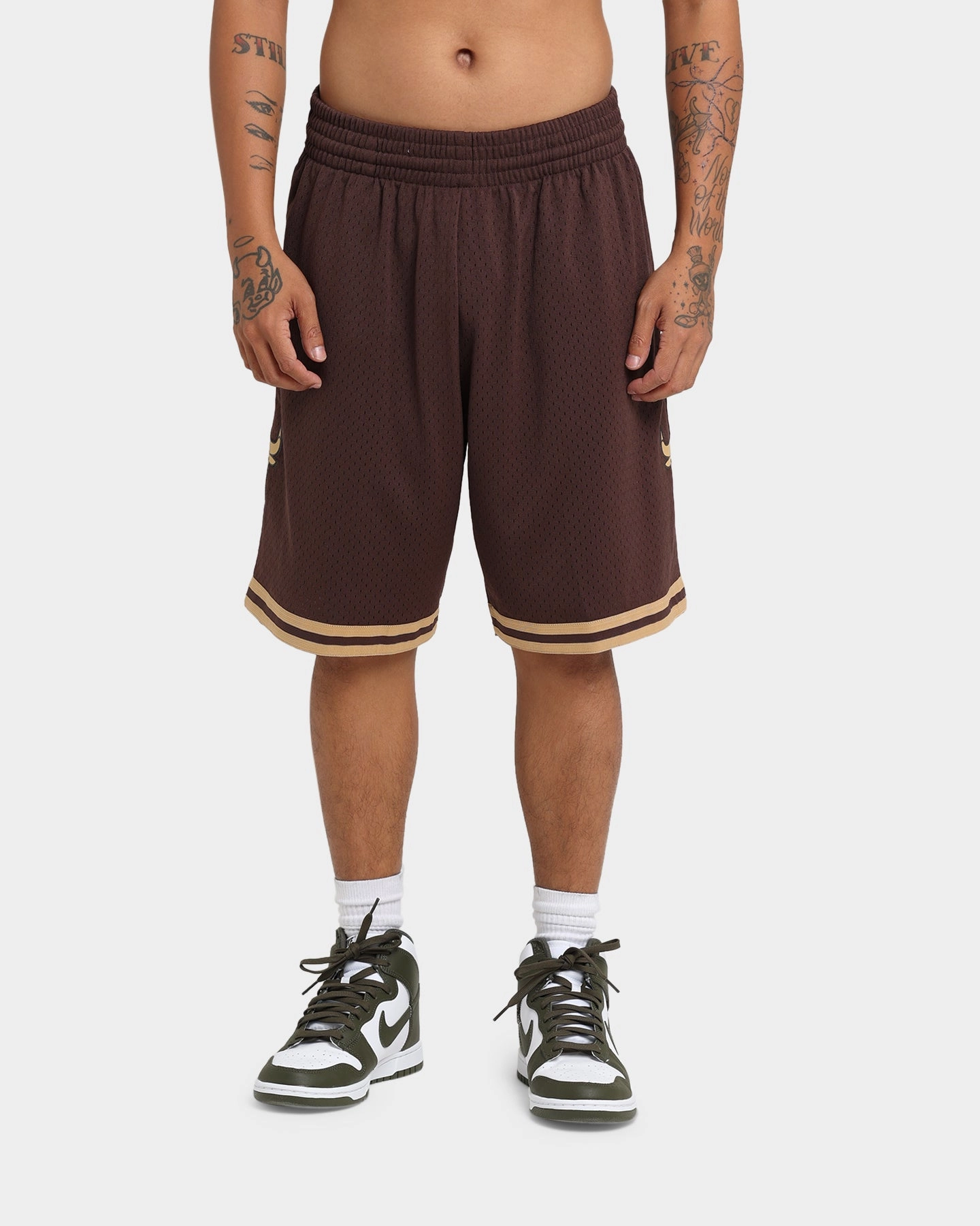 Personalized Mitchell & Ness Chicago Bulls Lux Brown Swingman Shorts Baroque Brown