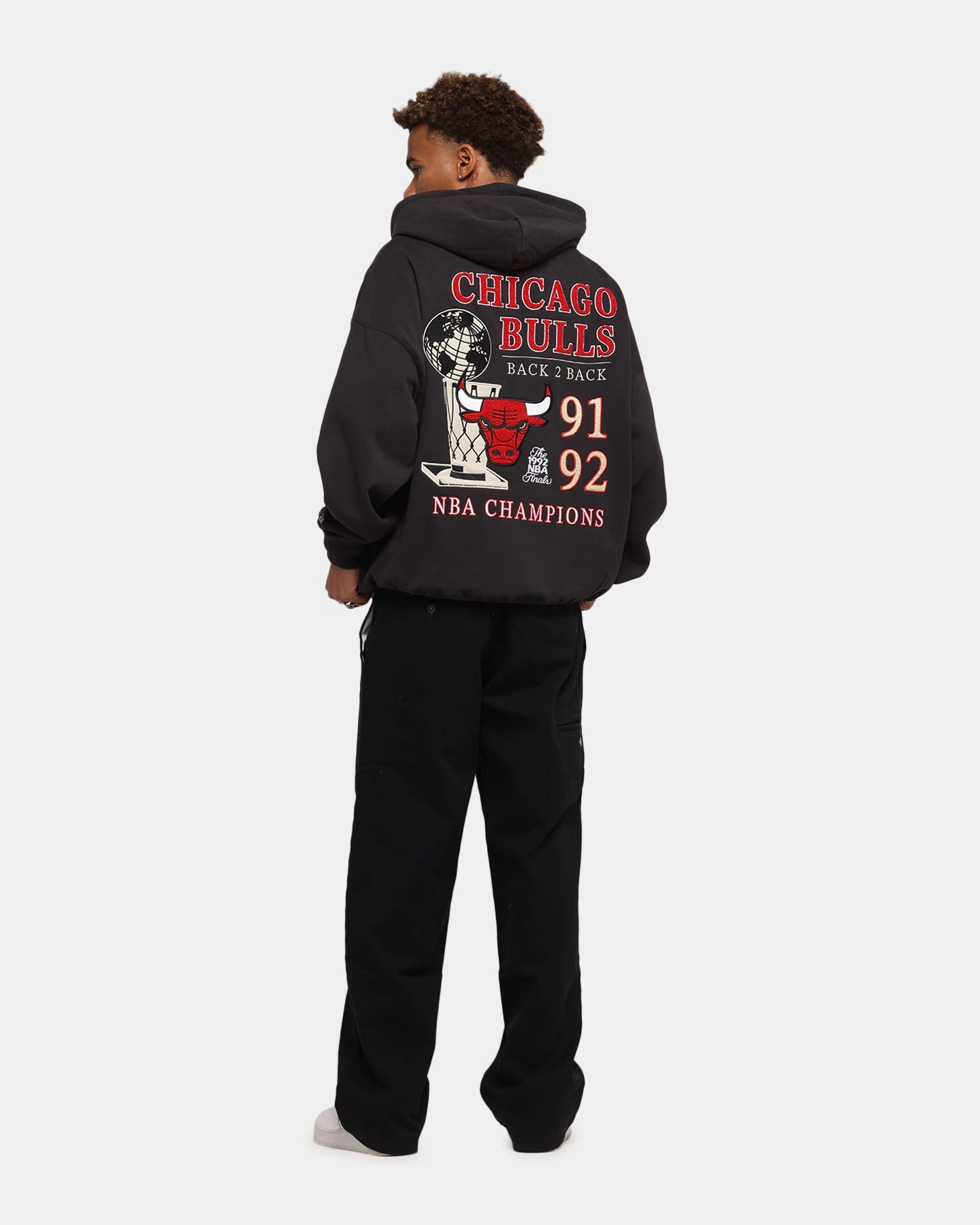 Mitchell & Ness Chicago Bulls National Champions Hoodie Faded Black Lightweight Construction