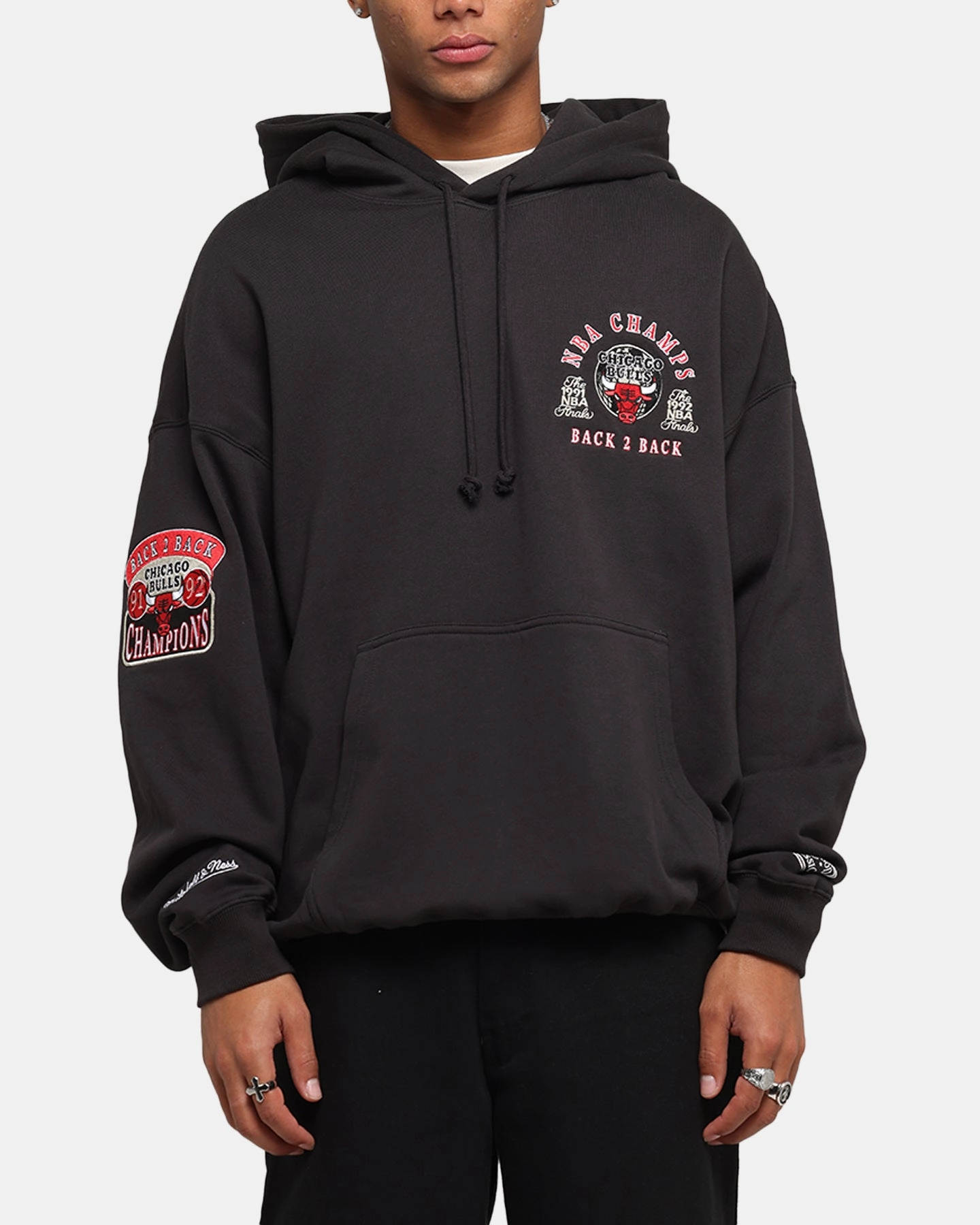 Mitchell & Ness Chicago Bulls National Champions Hoodie Faded Black Security - enhancing