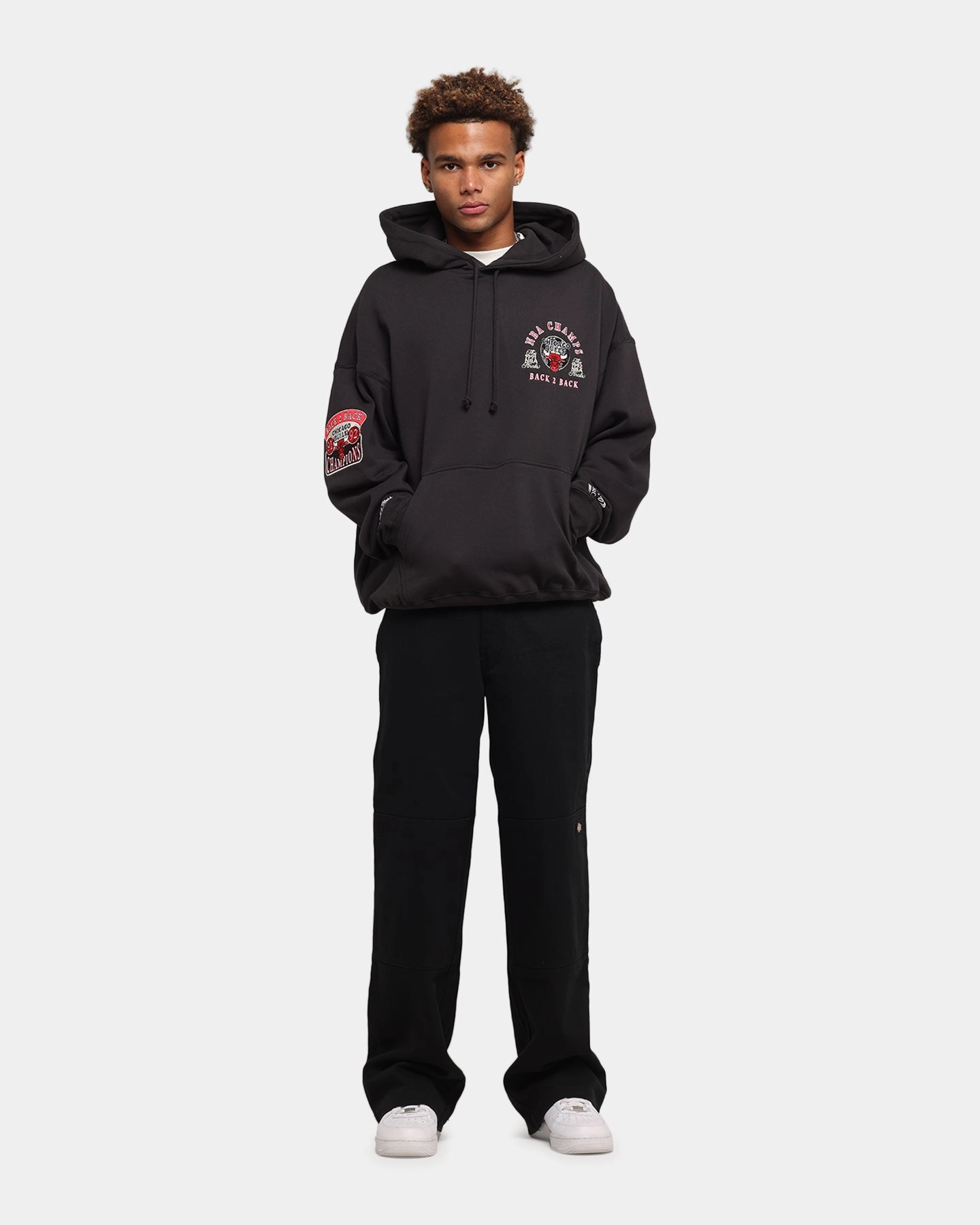 Navy Mitchell & Ness Chicago Bulls National Champions Hoodie Faded Black