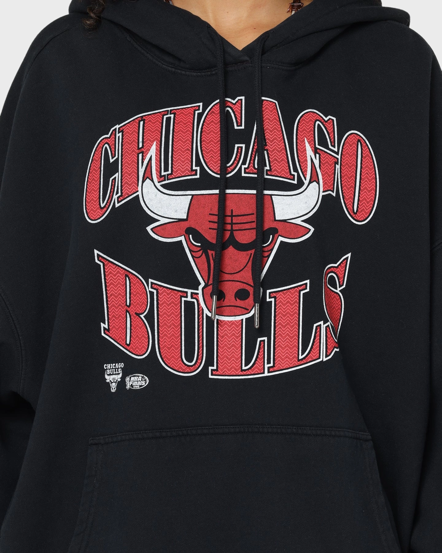 Mitchell & Ness Chicago Bulls Point Guard Hoodie Faded Black Fade Resistant Dye Cowboy