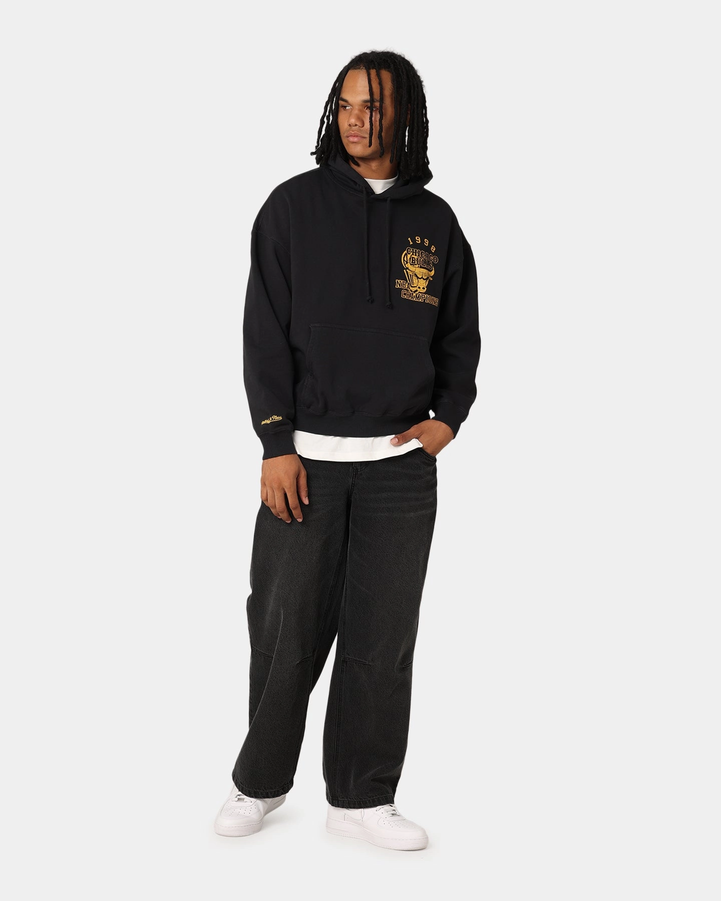 Mitchell & Ness Chicago Bulls Rings Hoodie Faded Black Multipurpose Utility