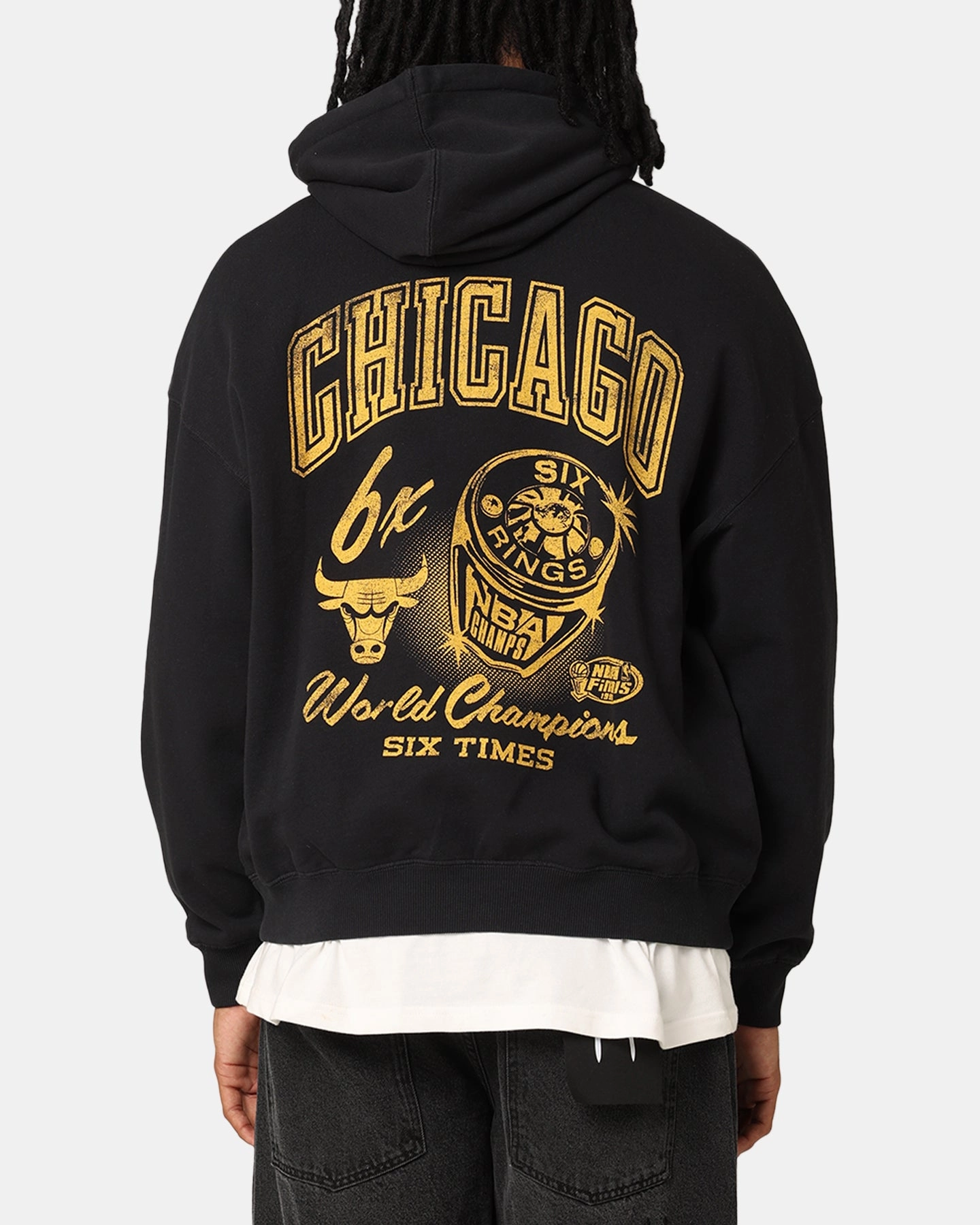 Market Mitchell & Ness Chicago Bulls Rings Hoodie Faded Black
