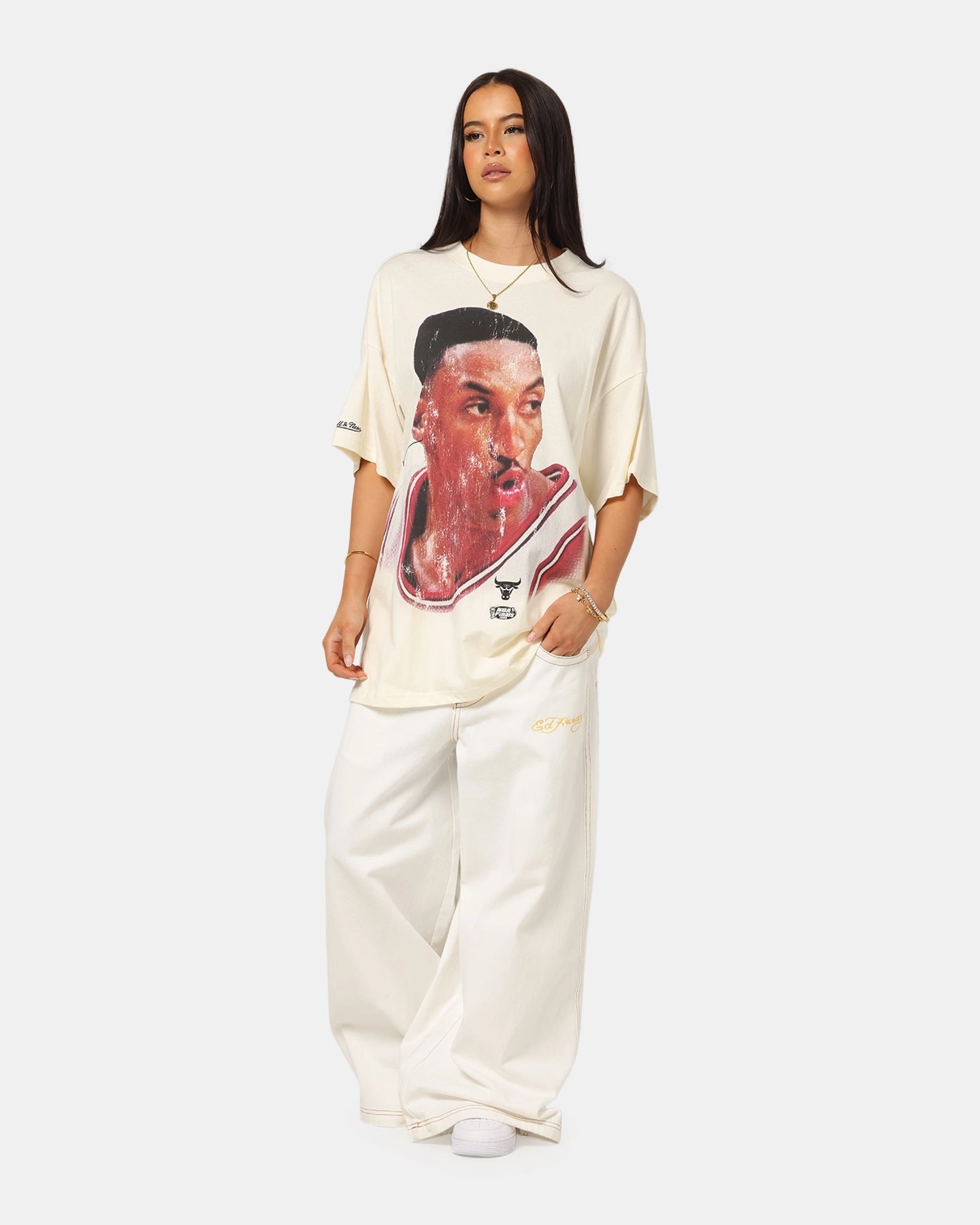 Functional Look PocketDetail Mitchell & Ness Chicago Bulls Scottie Pippen Big Head T-Shirt Egret