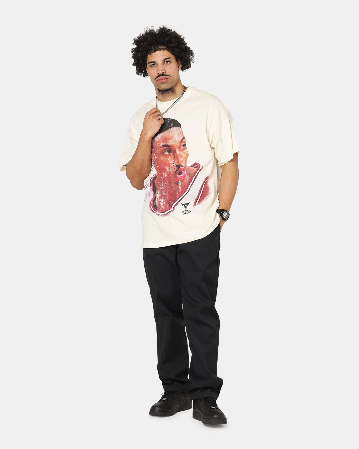 Mitchell & Ness Chicago Bulls Scottie Pippen Big Head T-Shirt Egret Casual Essential