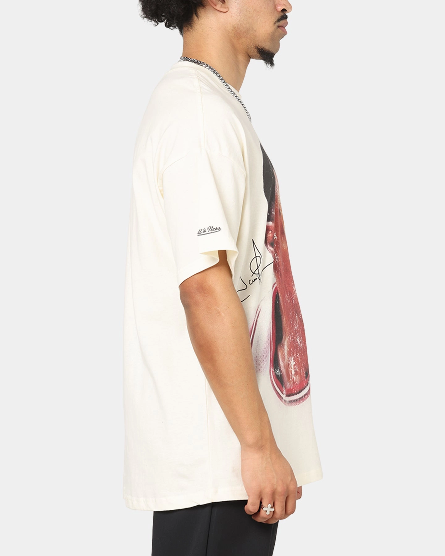 Anti-bacterial Mitchell & Ness Chicago Bulls Scottie Pippen Big Head T-Shirt Egret