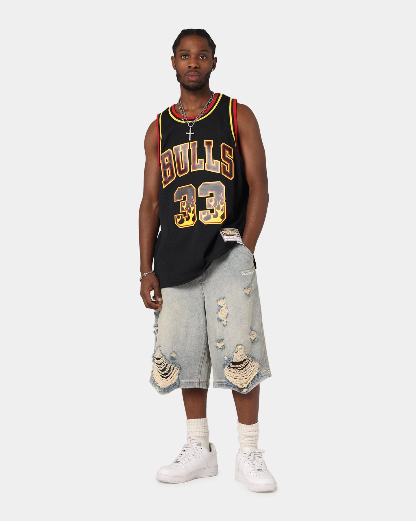 Mitchell & Ness Chicago Bulls Scottie Pippen Legends Jersey Black/Grey Quick Dry Technology