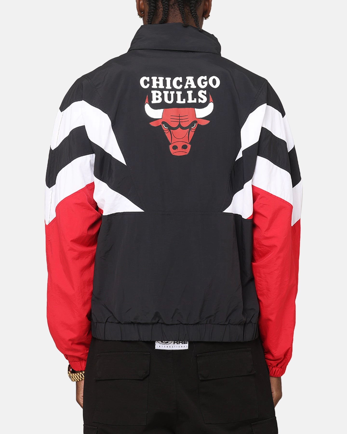 Mitchell & Ness Chicago Bulls Spray Jacket Black/Red Noise Reduced Fabric Collared
