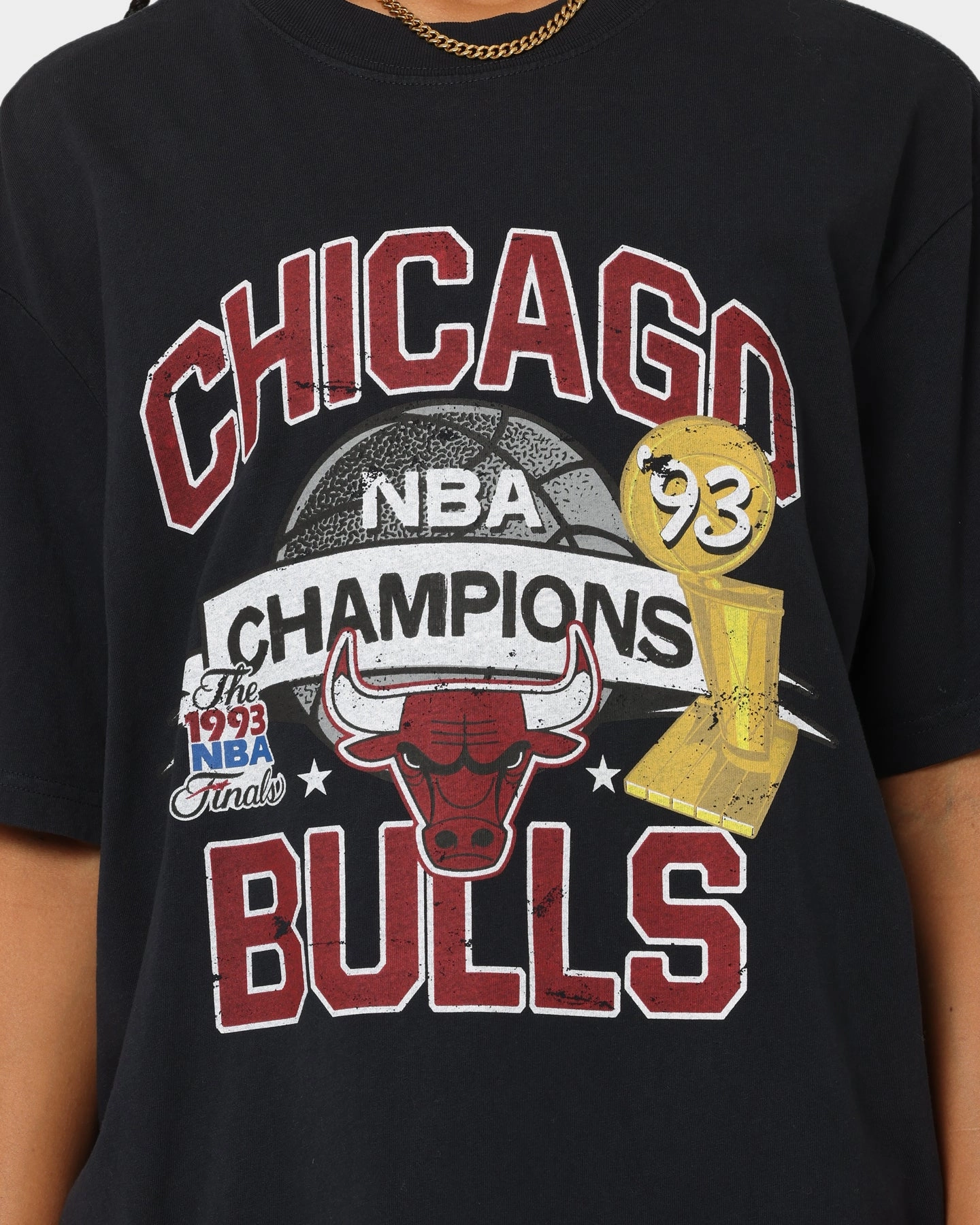 Mitchell & Ness Chicago Bulls Team History Vintage T-Shirt Faded Black Light Comfort Fashion and Comfort