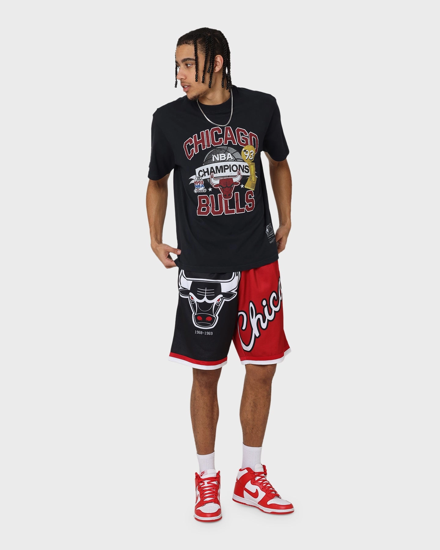 Mitchell & Ness Chicago Bulls Team History Vintage T-Shirt Faded Black Seasonal top Bold Comfort