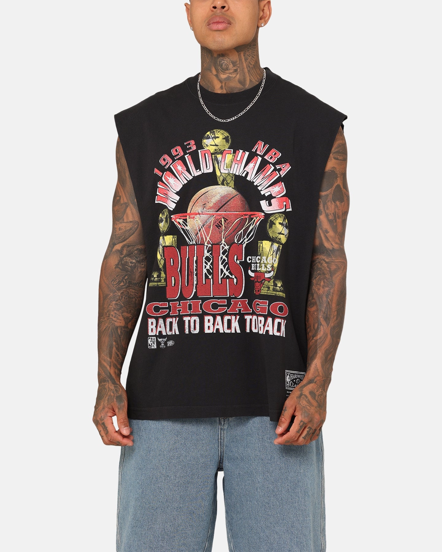 Unique Design Comfy Vibes Mitchell & Ness Chicago Bulls Vintage Muscle T-Shirt Faded Black