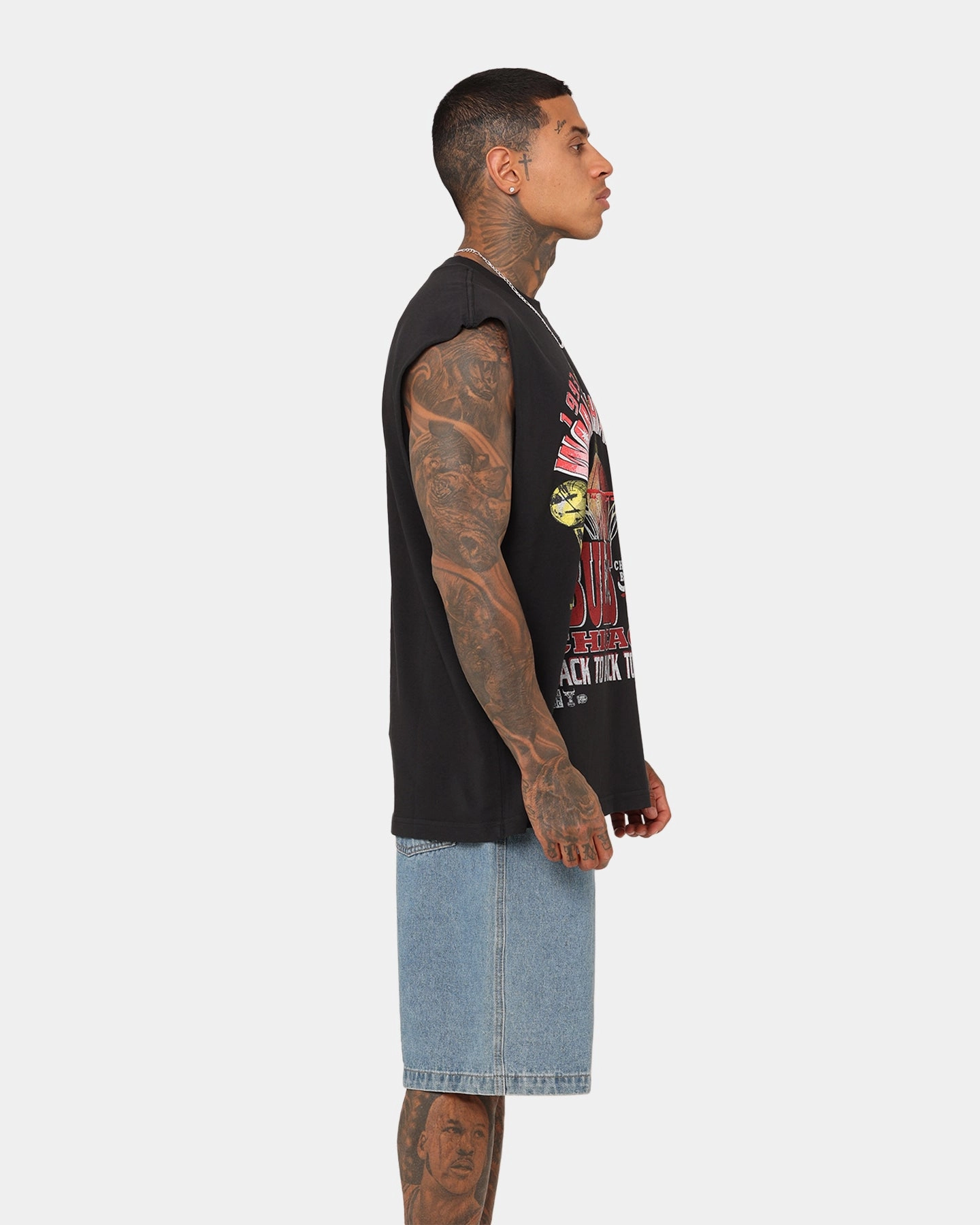 Wear Resistant Fabric Mitchell & Ness Chicago Bulls Vintage Muscle T-Shirt Faded Black