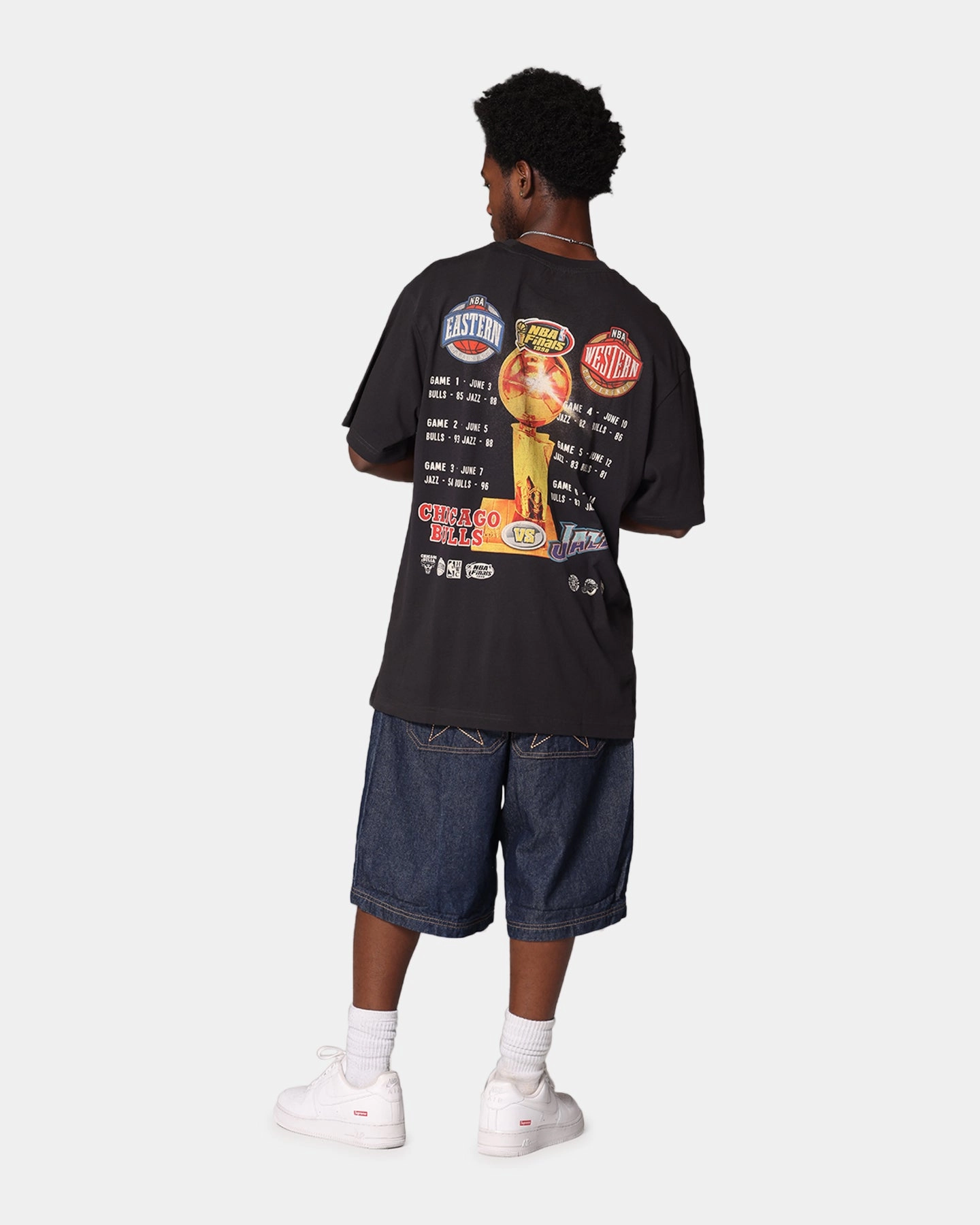 Sporty Look Wear QuickDry Material Mitchell & Ness Chicago Bulls Vs. Utah Jazz 1998 Legendary Finals T-Shirt Faded Black