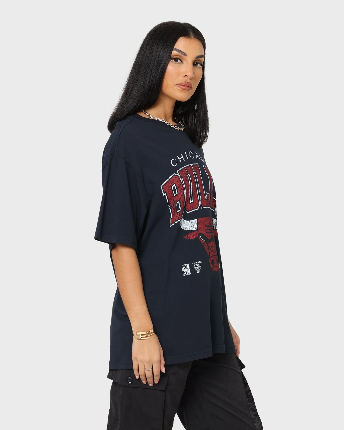 Casual Essentials Mitchell & Ness Chicago Bulls XL Arch Vintage T-Shirt Faded Black