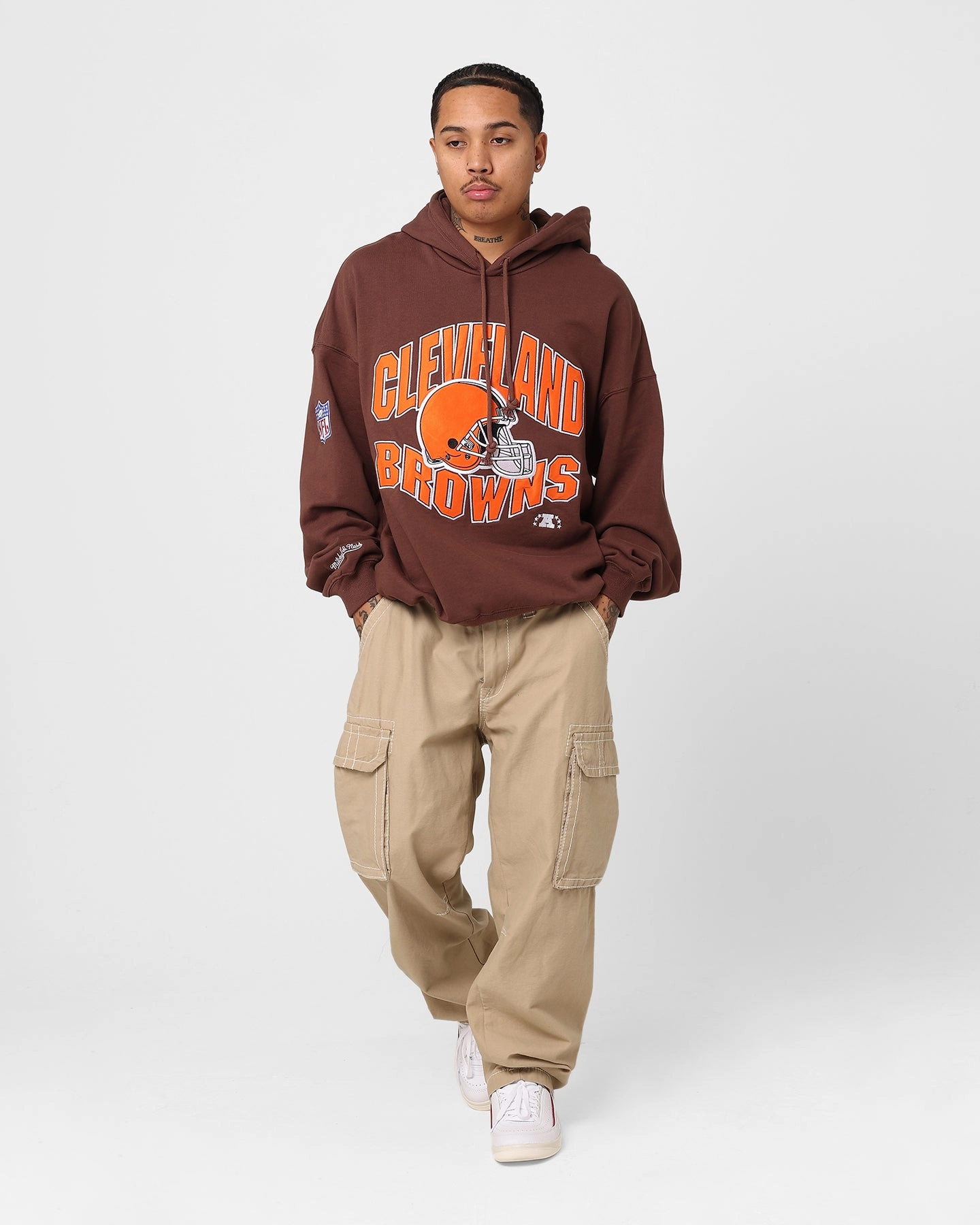 Affordable Mitchell & Ness Cleveland Browns Wave Arch Hoodie Faded Brown