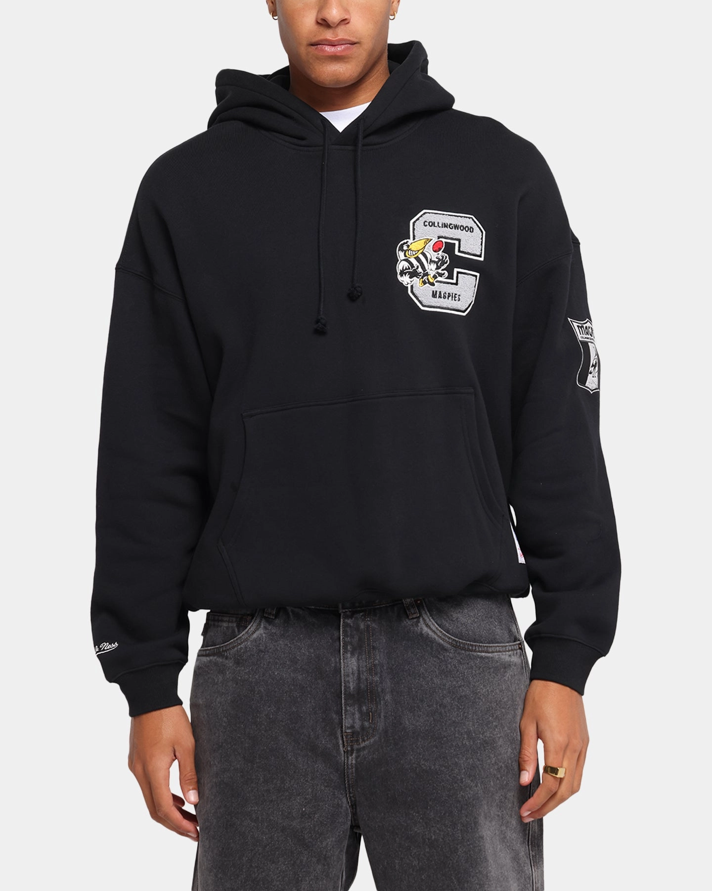 Rugged Look warm material Mitchell & Ness Collingwood Magpies Team Hoodie Solid Black