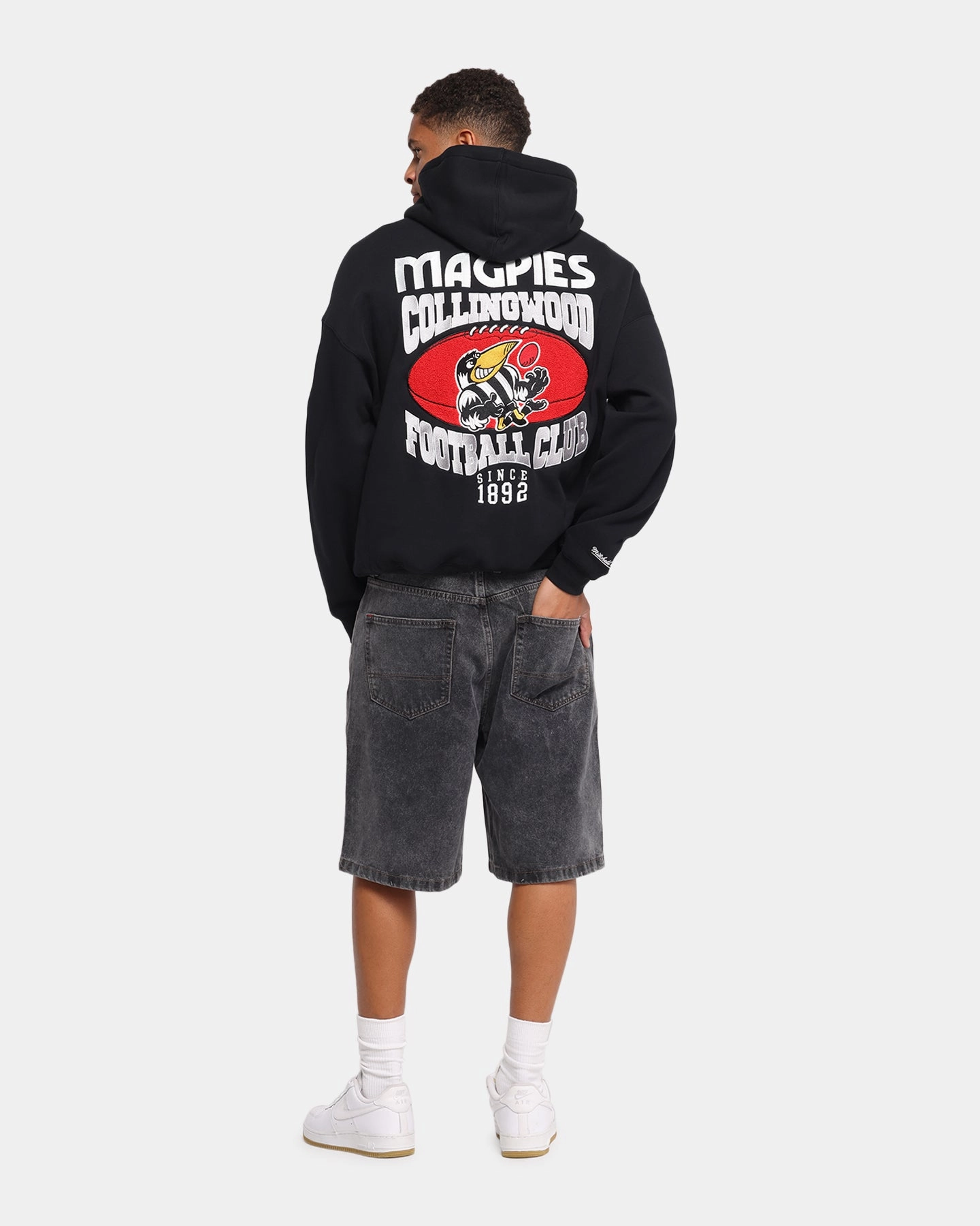 Mitchell & Ness Collingwood Magpies Team Hoodie Solid Black SnapFasteners Help