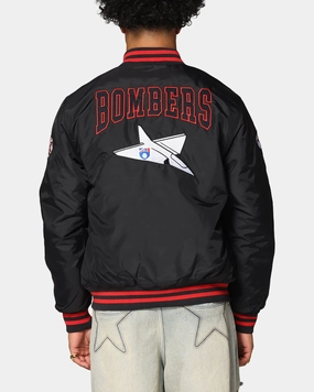 Mitchell & Ness Essendon Bombers Team Bomber Jacket Solid Black Benefit AntiStatic Lining