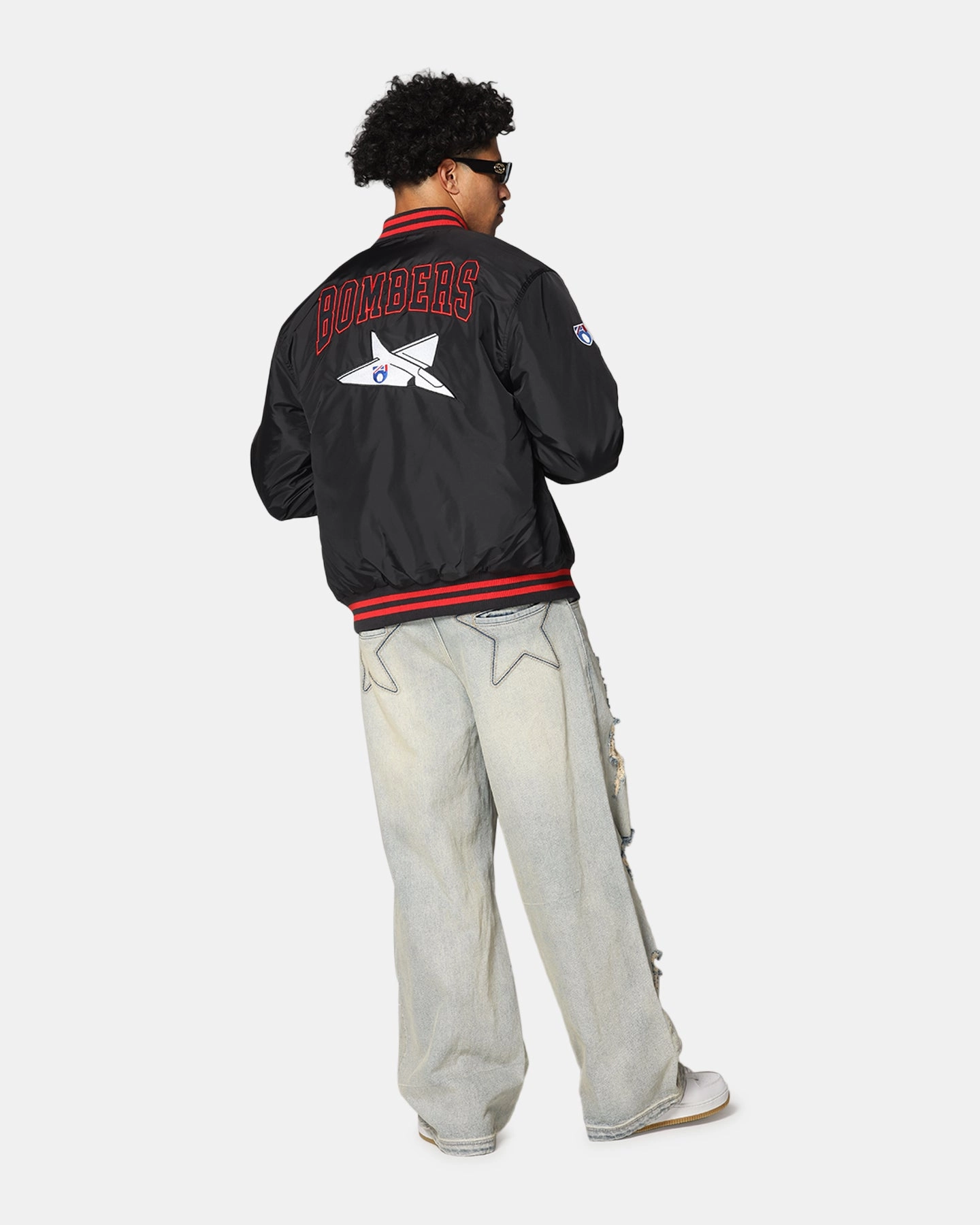Mitchell & Ness Essendon Bombers Team Bomber Jacket Solid Black City Streets