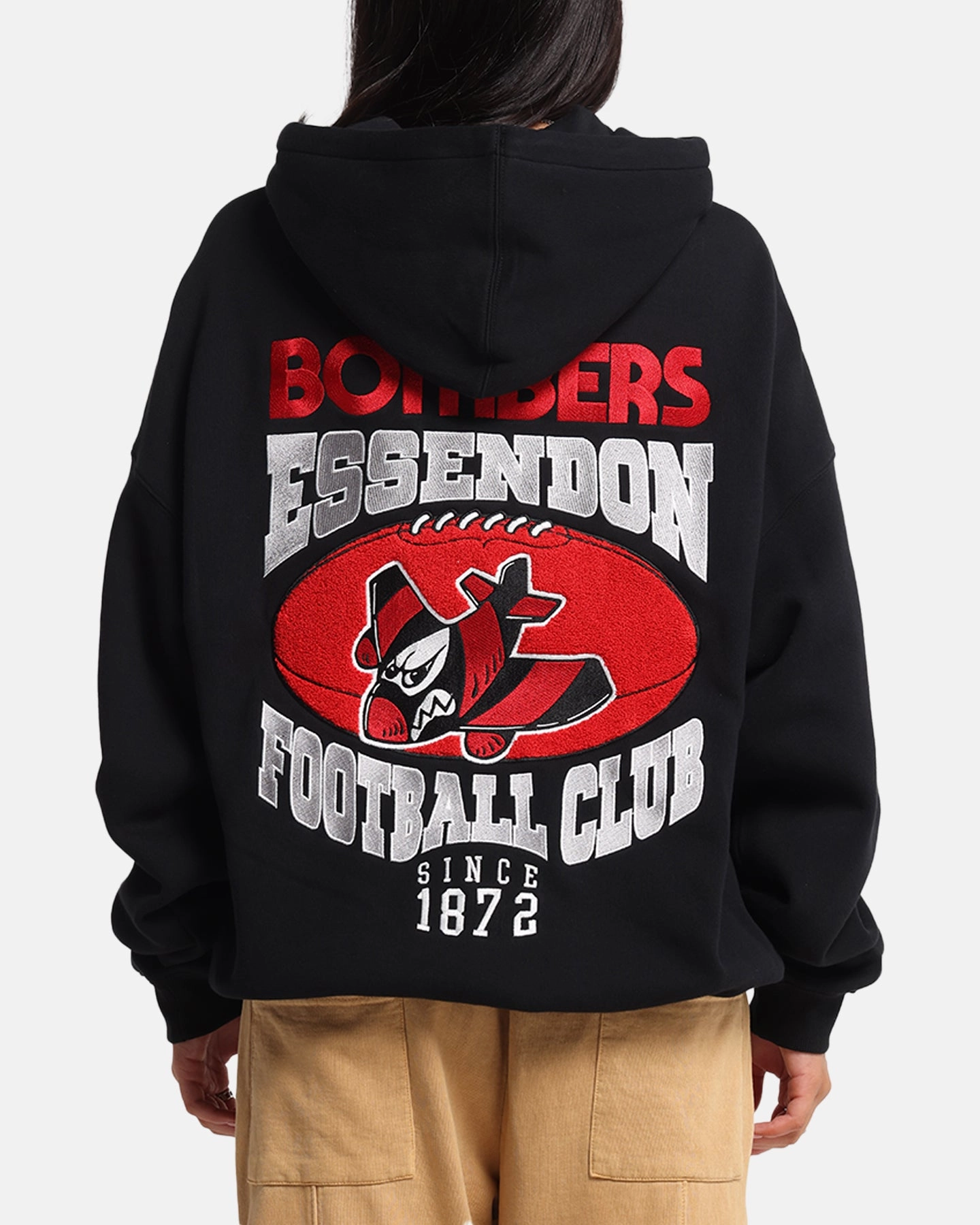 Mitchell & Ness Essendon Bombers Team Hoodie Solid Black Designer Dry