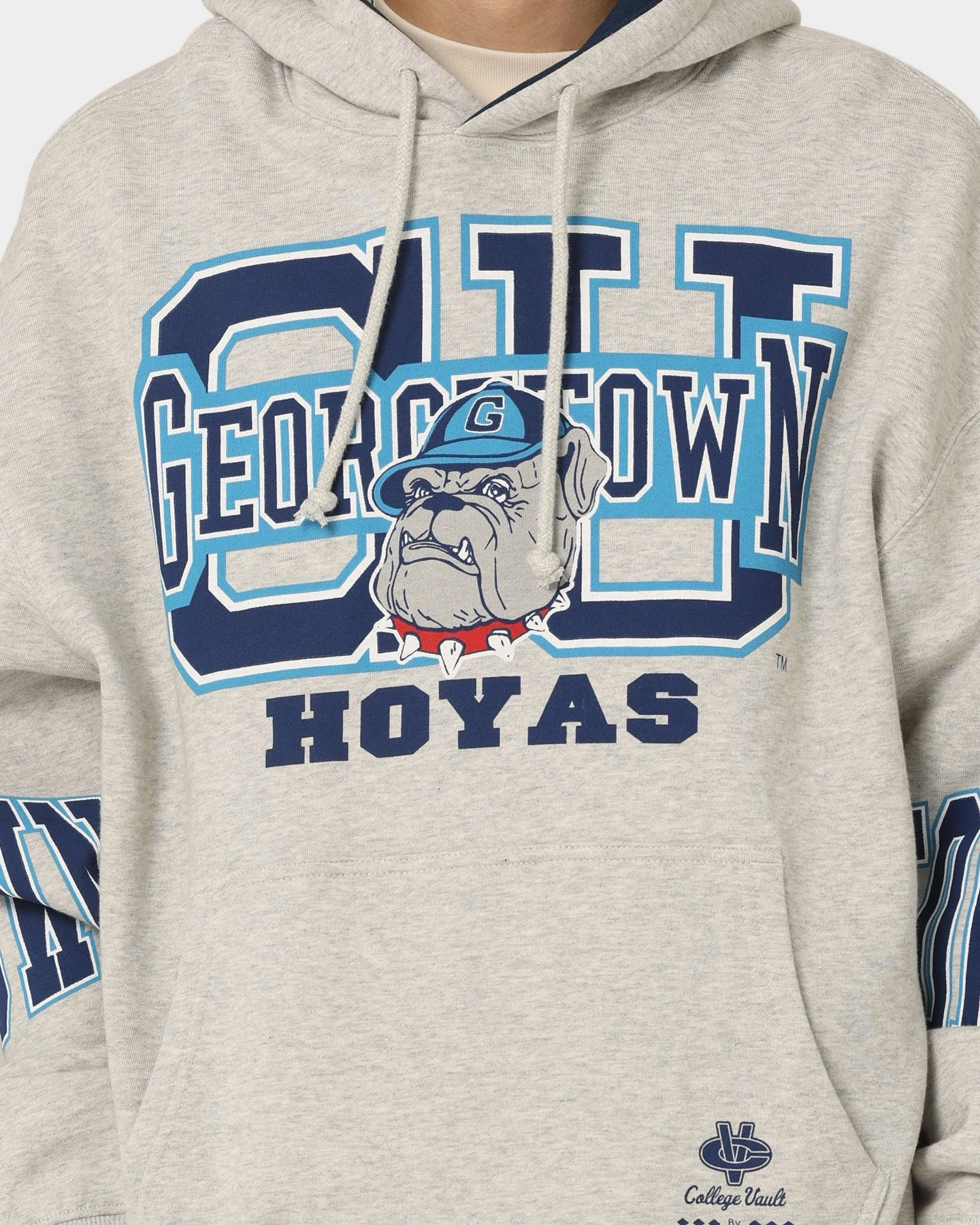 Mitchell & Ness Georgetown Hoyas Hussle Hoodie Vintage Grey Marle Commend