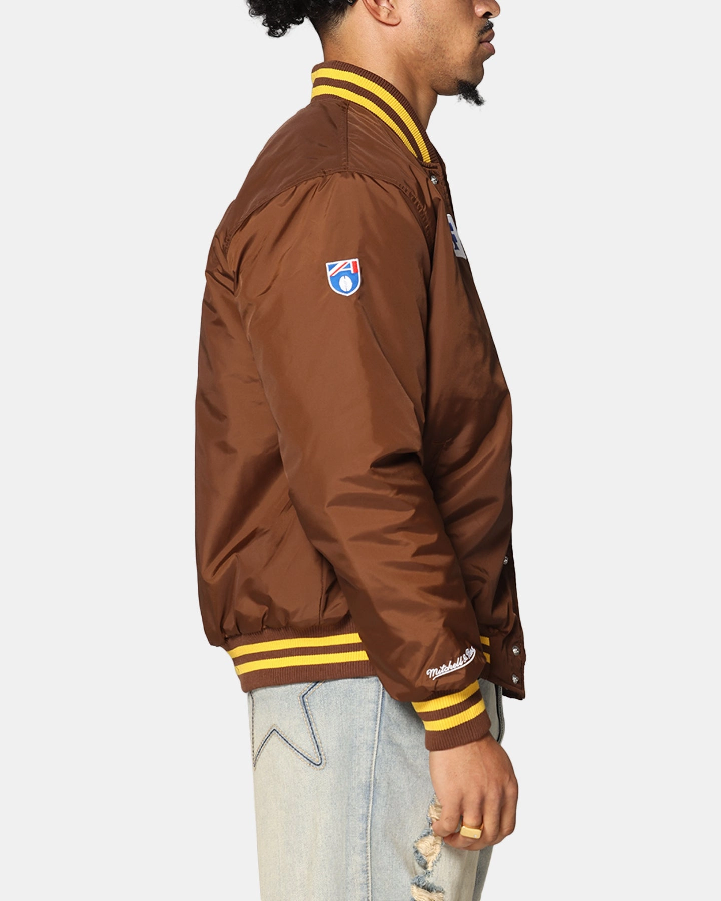 Mitchell & Ness Hawthorn Hawks Team Bomber Jacket Brown Quick Dry Technology