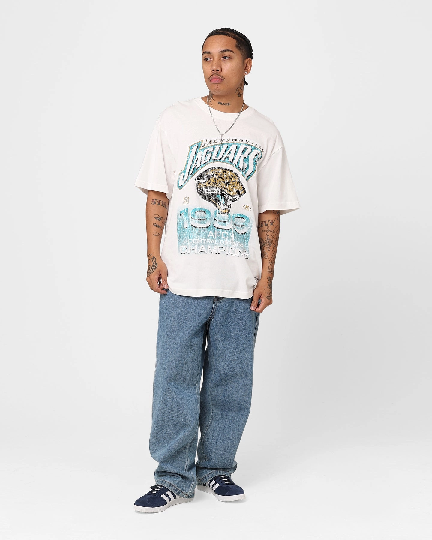 Mitchell & Ness Jacksonville Jaguars 90 Division Champs T-Shirt Vintage White Perfect For Relaxing