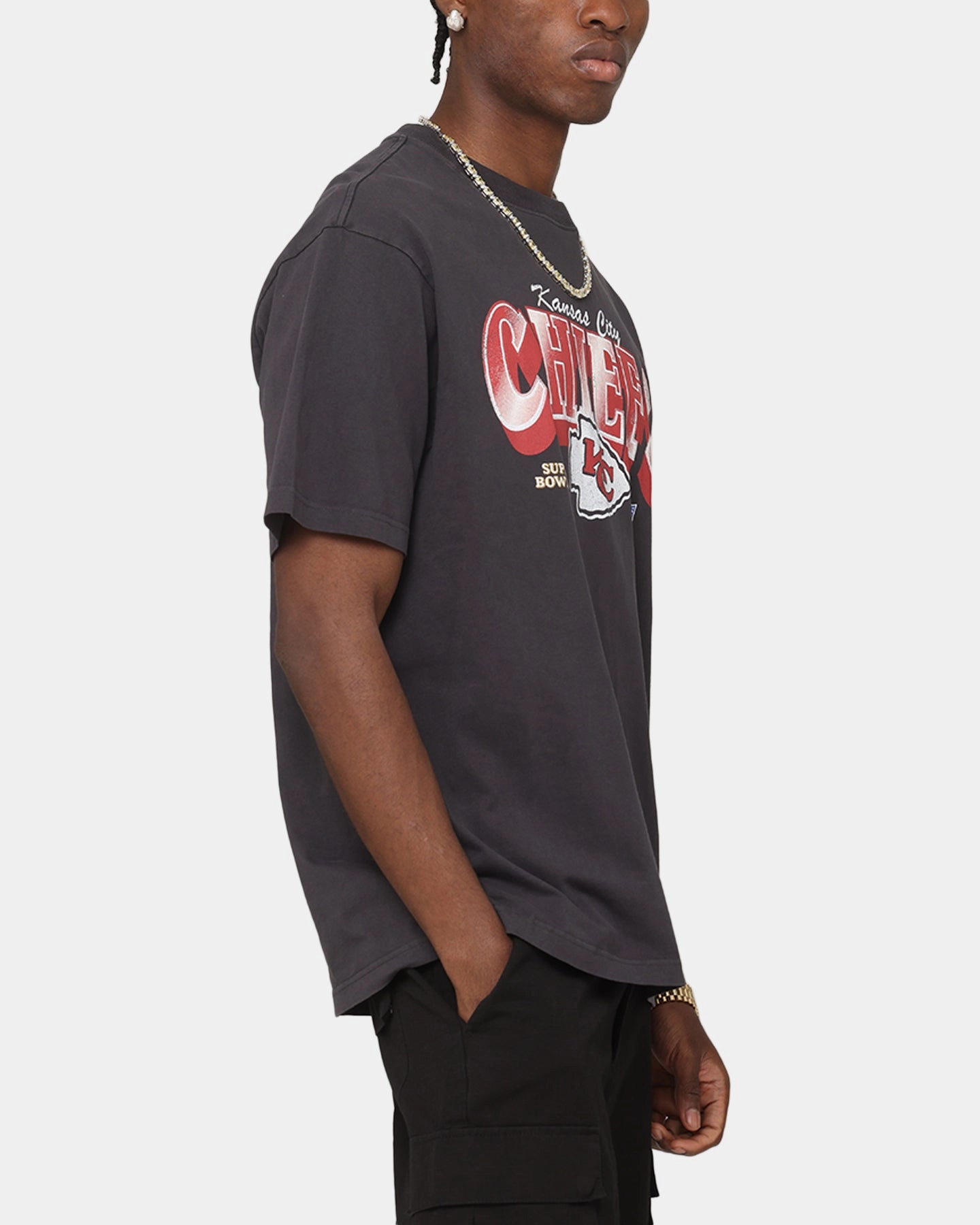 petite size Holiday Wear Mitchell & Ness Kansas City Chiefs Arch T-Shirt Faded Black