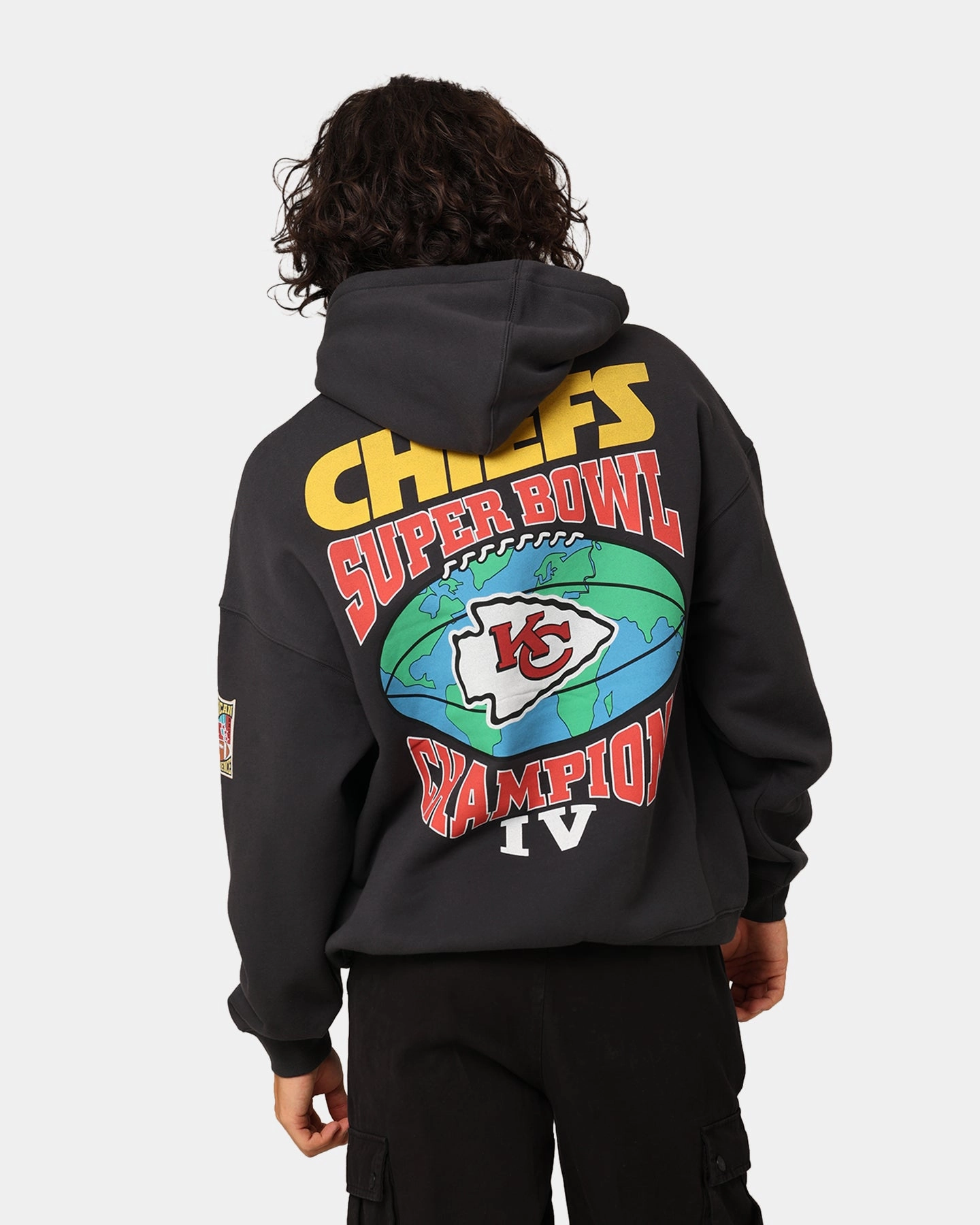 Souvenir Adjustable Drawstrings Mitchell & Ness Kansas City Chiefs Super Bowl World Hoodie Faded Black