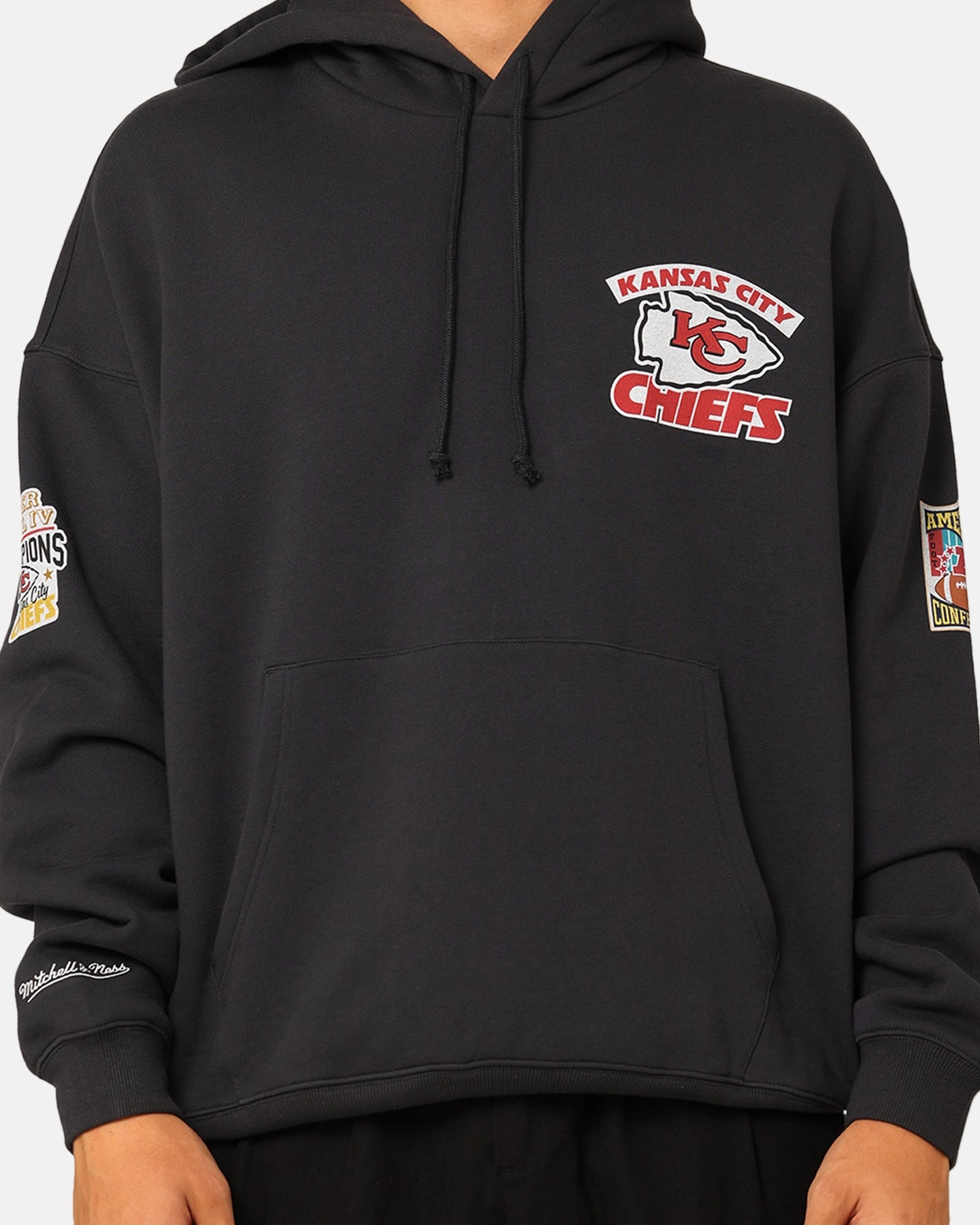 Microfiber Technology Mitchell & Ness Kansas City Chiefs Super Bowl World Hoodie Faded Black