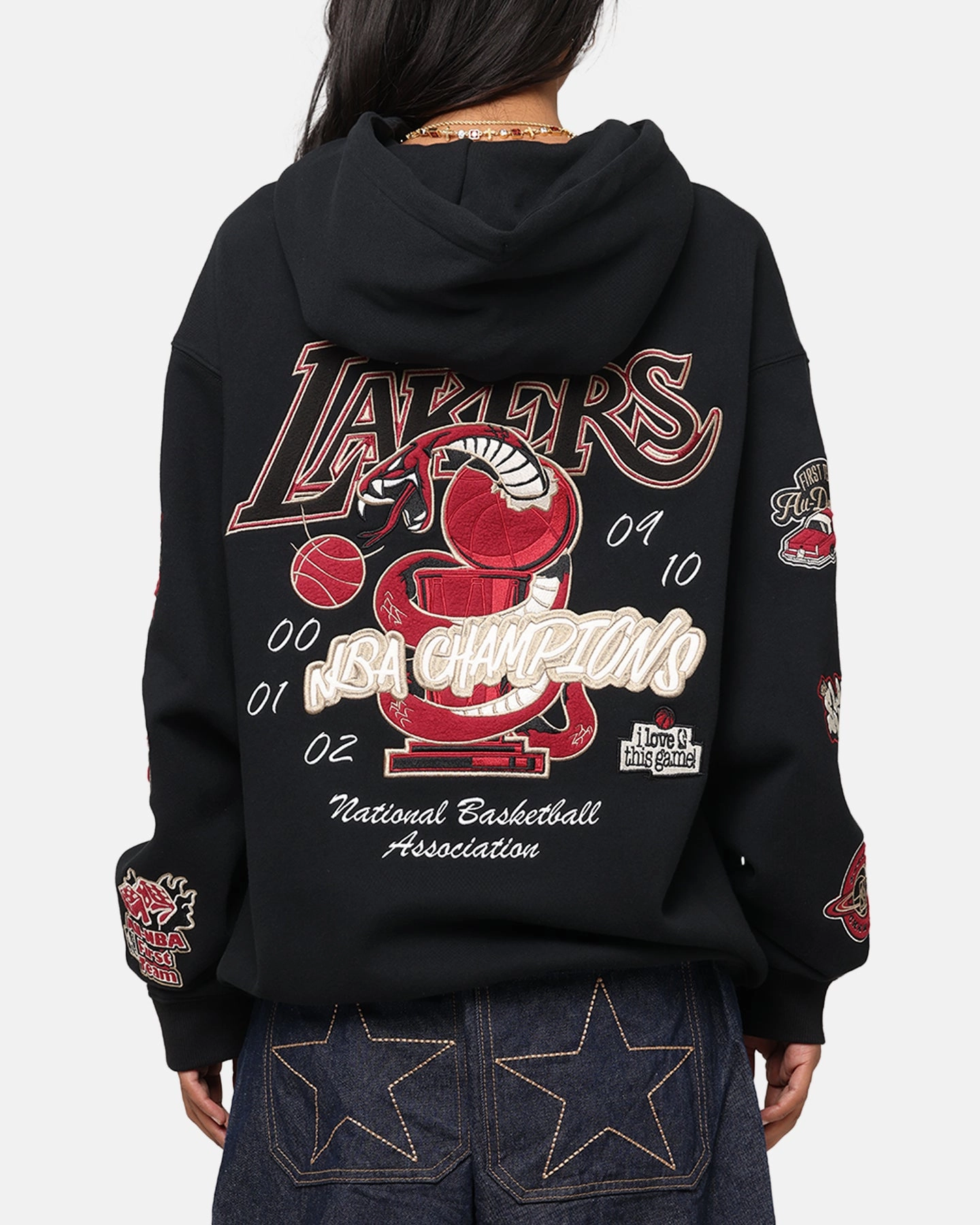SoftTouchFinish Soft Wear Mitchell & Ness LA Lakers First Team Gold Hoodie Faded Black