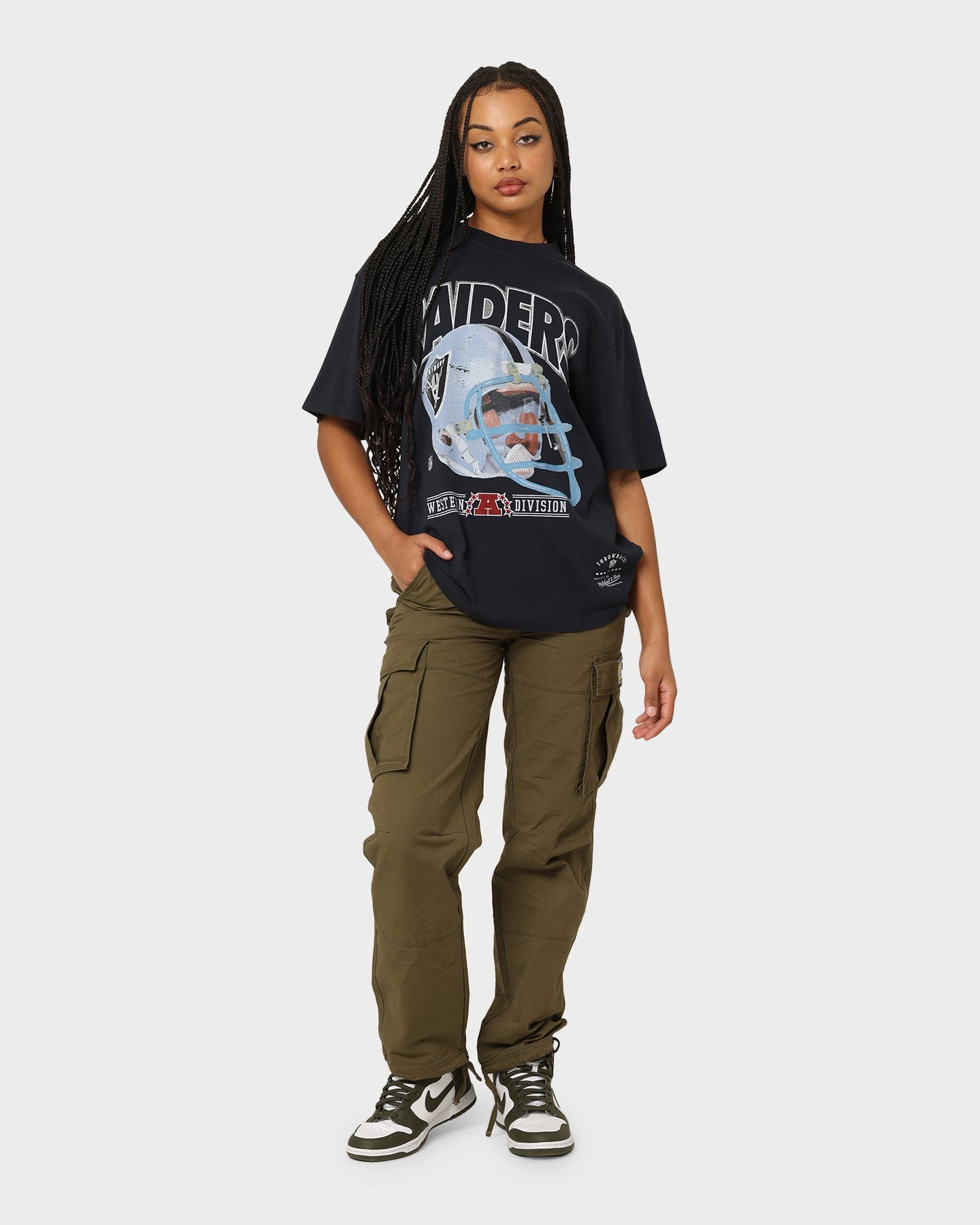 Simple Wear Customer Favorite Mitchell & Ness Las Vegas Raiders Helmet Vintage T-Shirt Faded Black