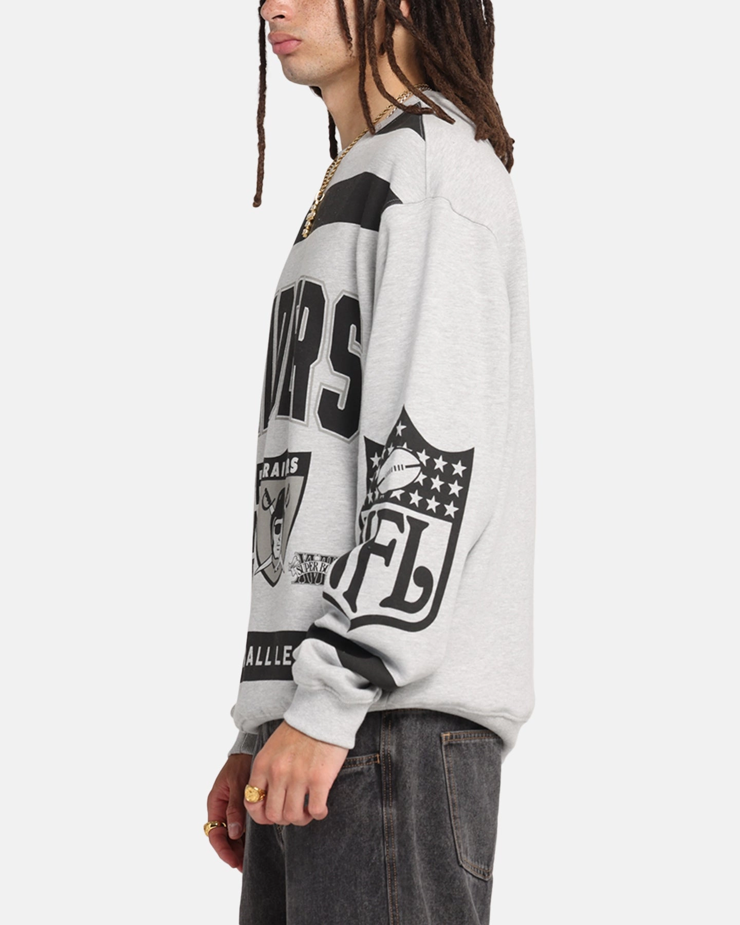 Mitchell & Ness Las Vegas Raiders Letterform Crewneck Grey Marle/Official Team Color Non Irritating Tags