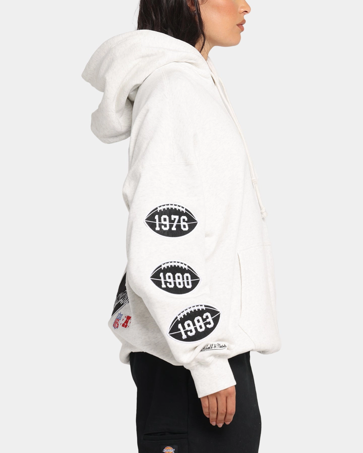 Mitchell & Ness Las Vegas Raiders National Champions Hoodie Silver Marle Weekend Comfort Packable Layer