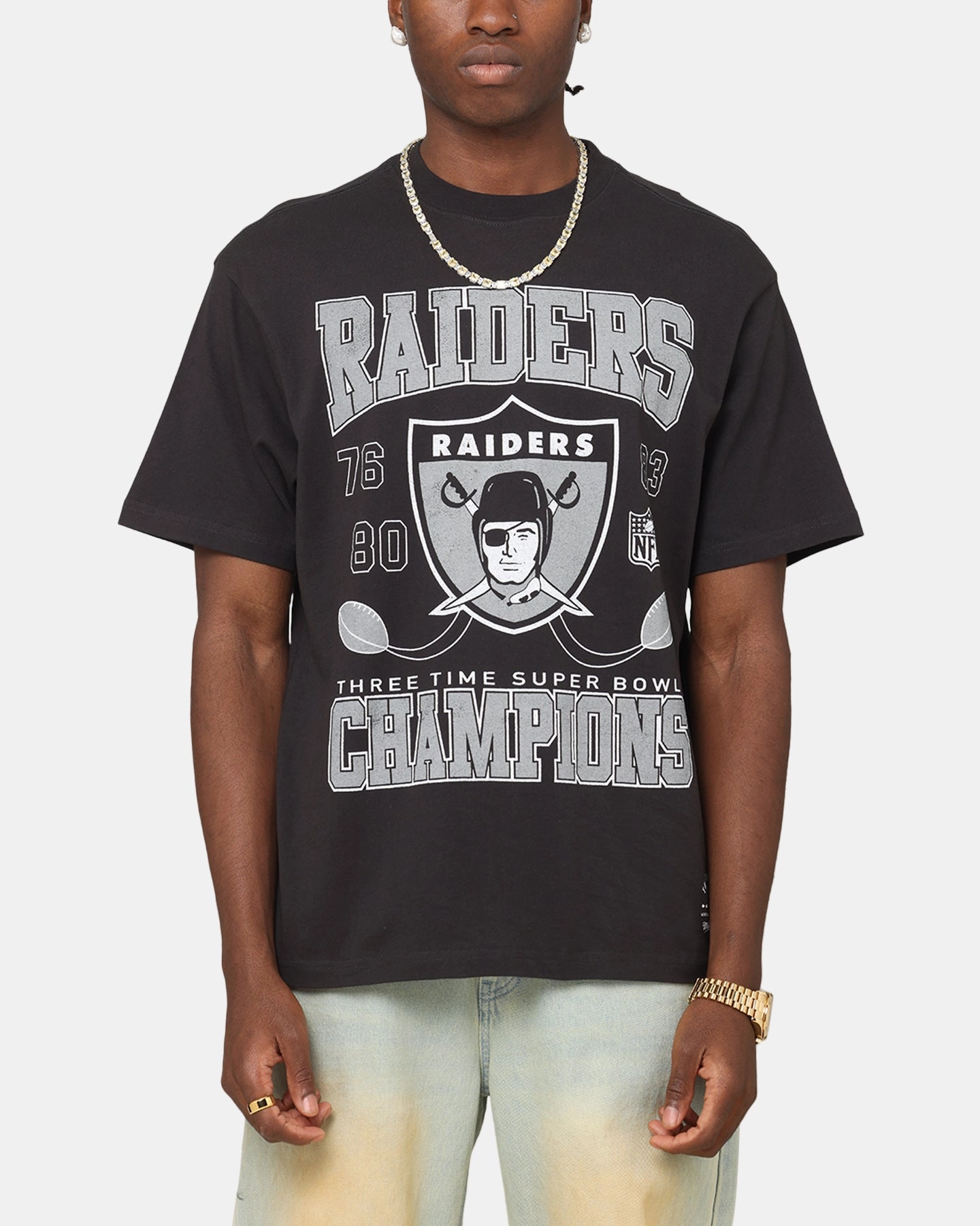 UV Protective Fabric Cozy Vibes Mitchell & Ness Las Vegas Raiders Pinnacle T-Shirt Faded Black