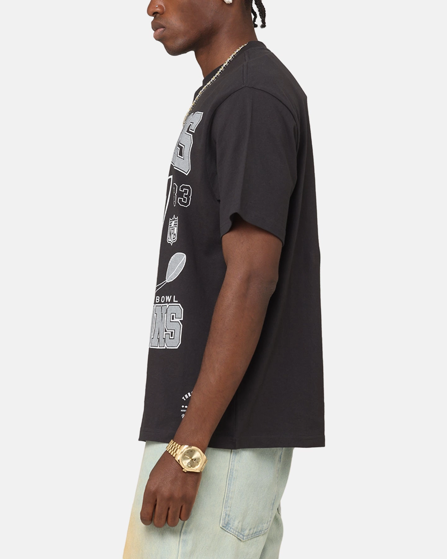 SeamlessConstruction Breathable Mesh Panels Mitchell & Ness Las Vegas Raiders Pinnacle T-Shirt Faded Black