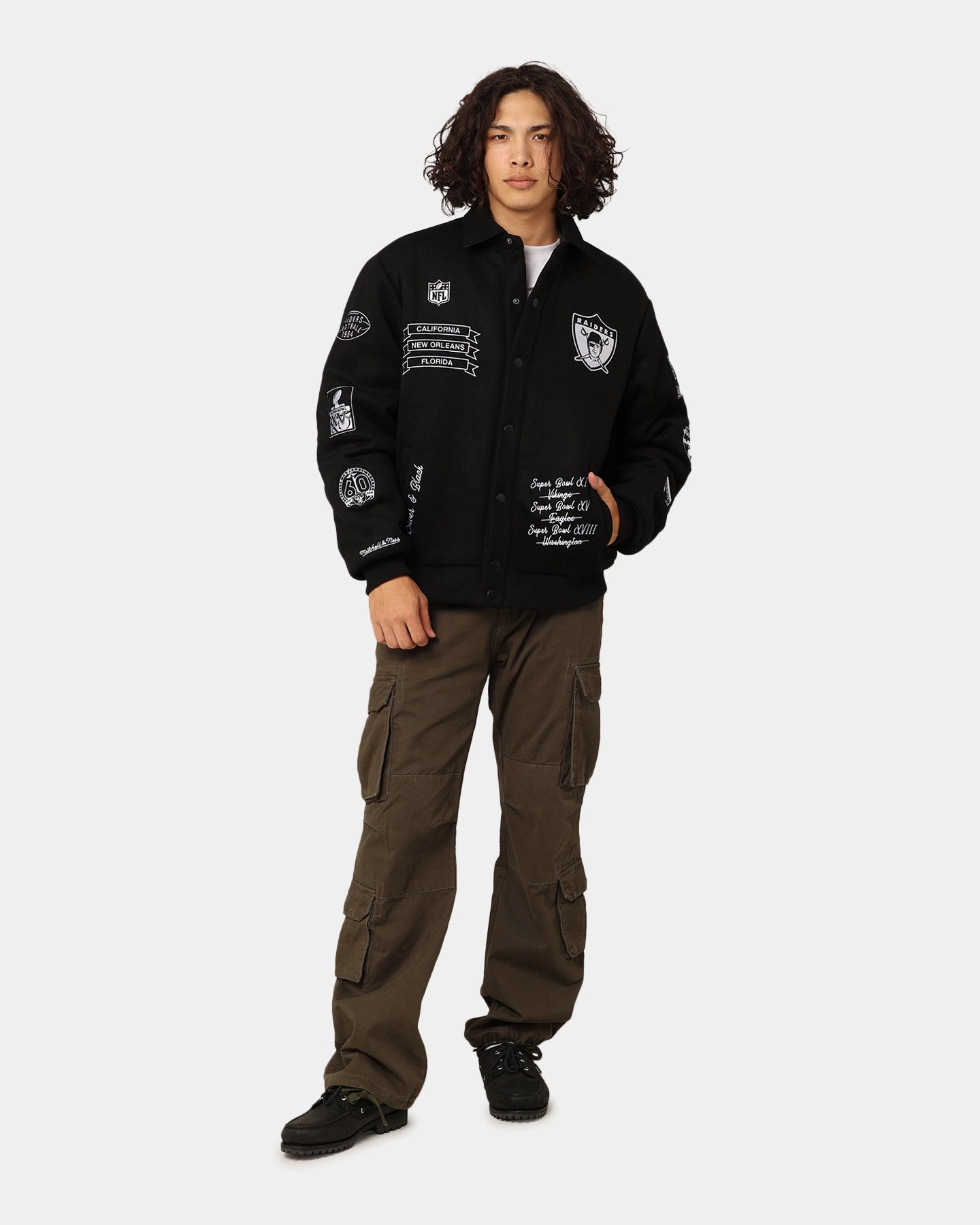Denim Grow Mitchell & Ness Las Vegas Raiders Super Bowl Champs Jacket Black