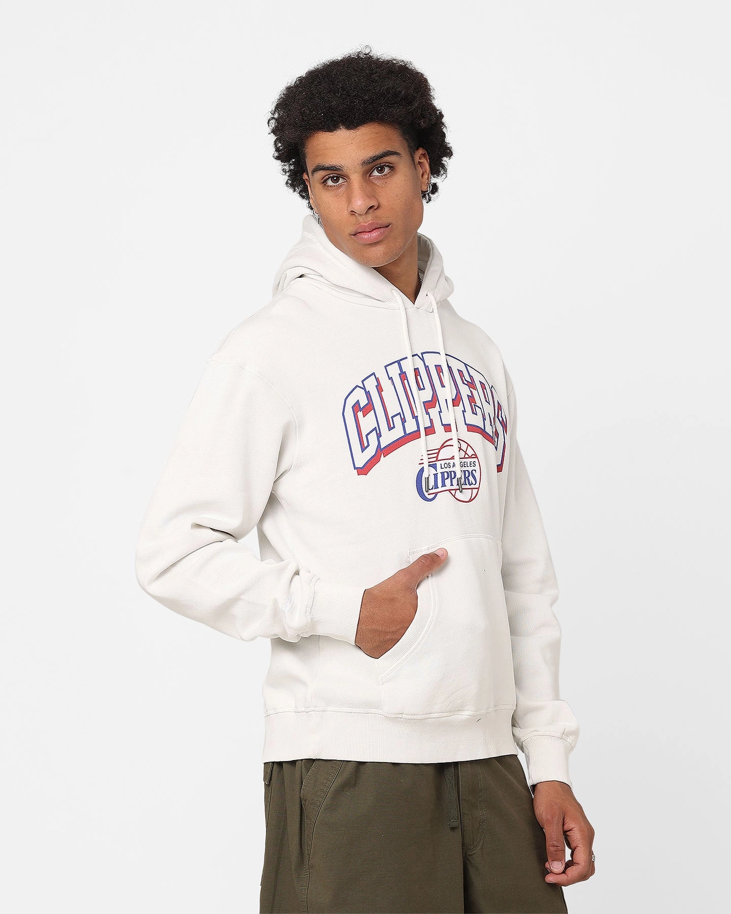 Mitchell & Ness Los Angeles Clippers Vintage Keyline Logo Hoodie Vintage White Blueprint