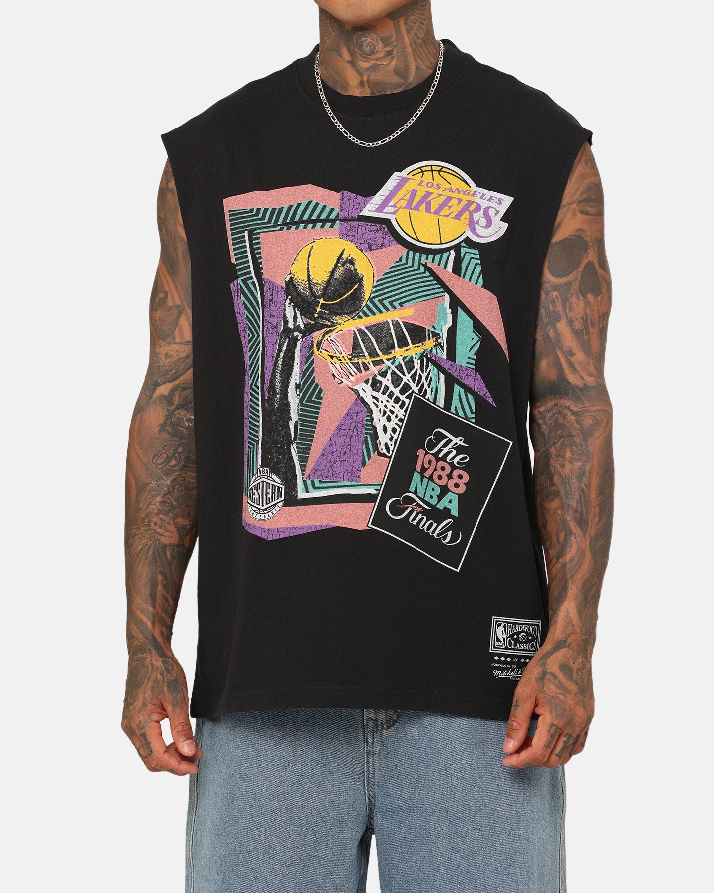 Mitchell & Ness Los Angeles Lakers 1988 Finals Muscle T-Shirt Black Light Outfit Fit for Any Season