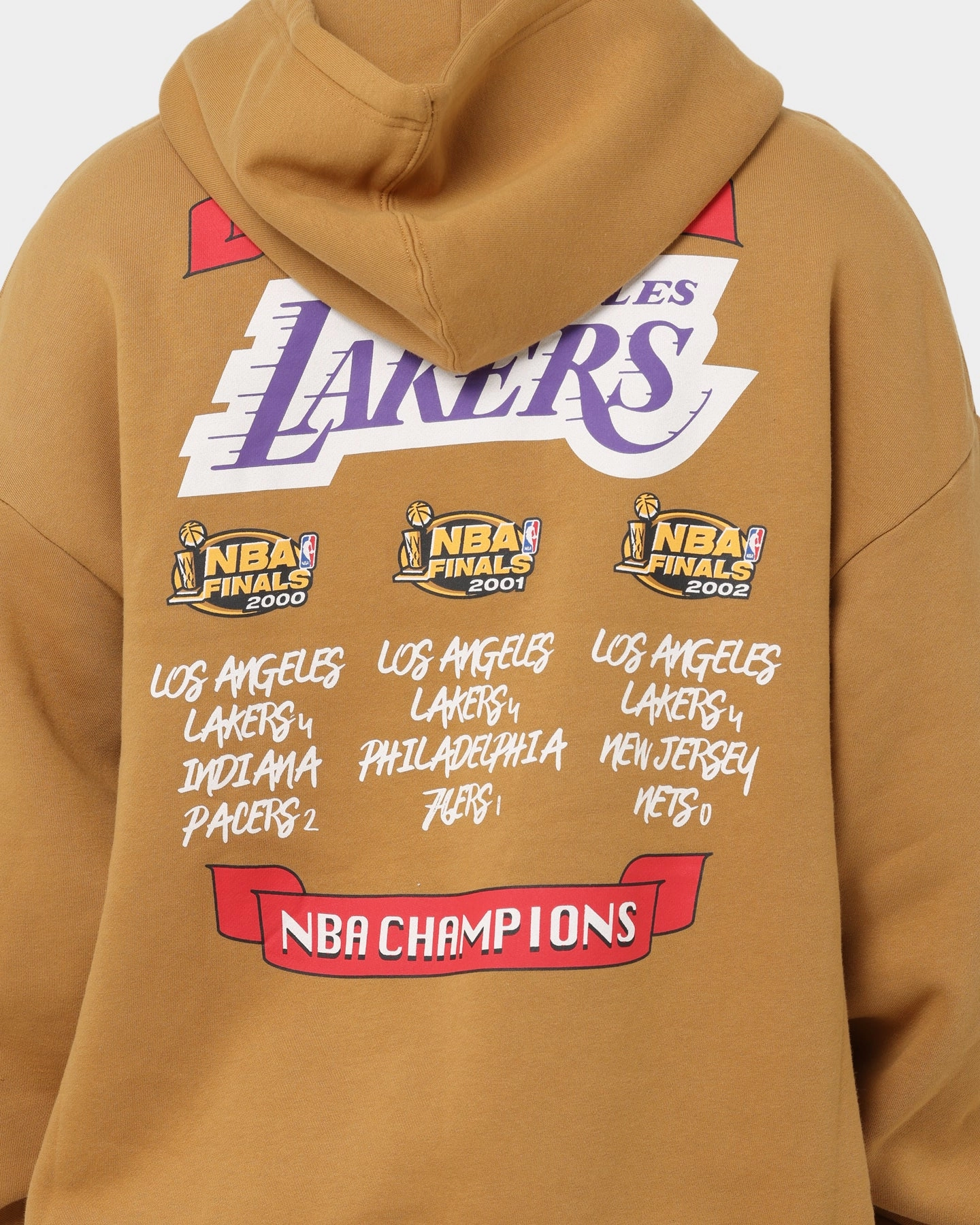 Mitchell & Ness Los Angeles Lakers 3-Peat Hoodie Bone Brown Non Irritating Seams