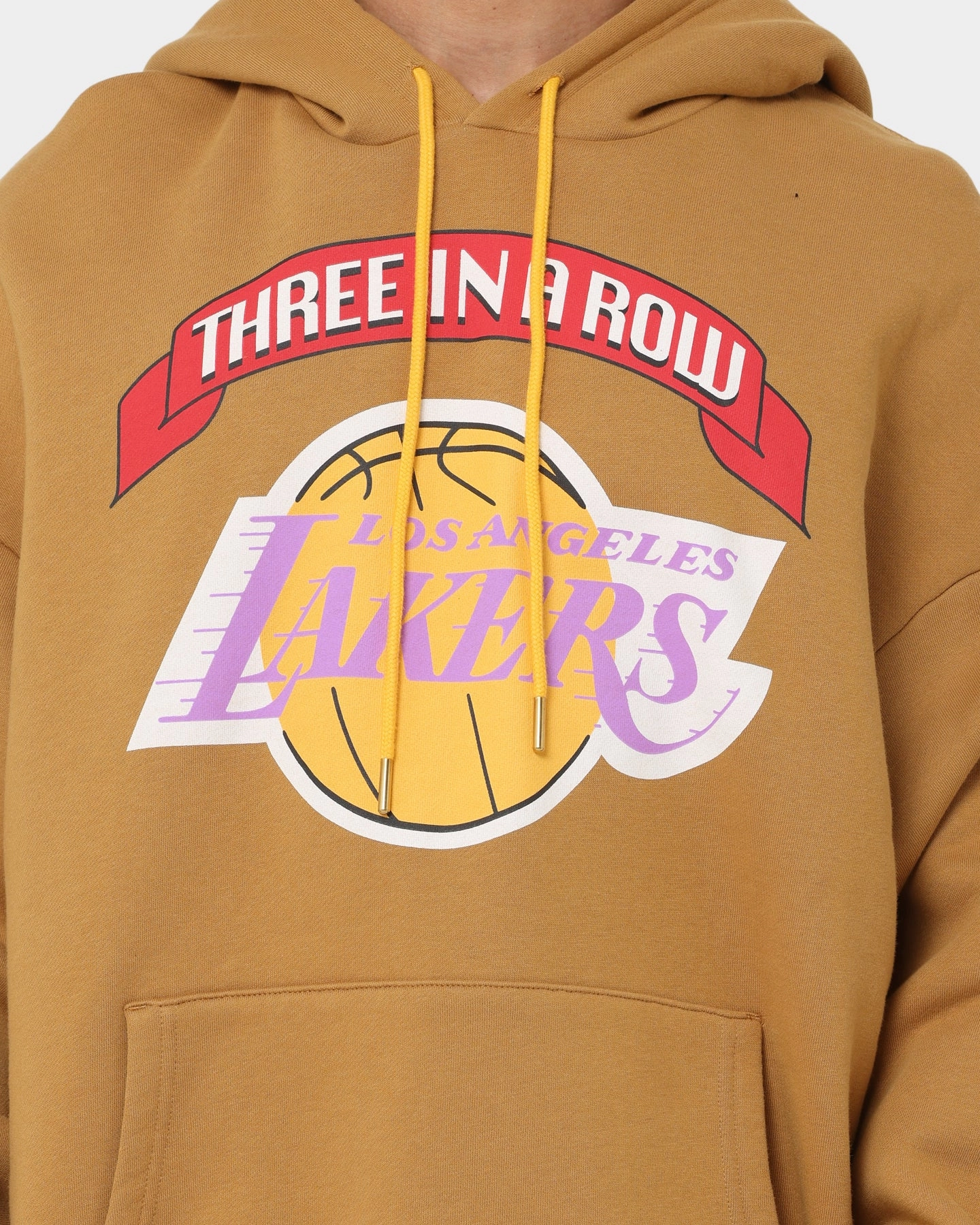 Mitchell & Ness Los Angeles Lakers 3-Peat Hoodie Bone Brown Four Way Stretch Fabric