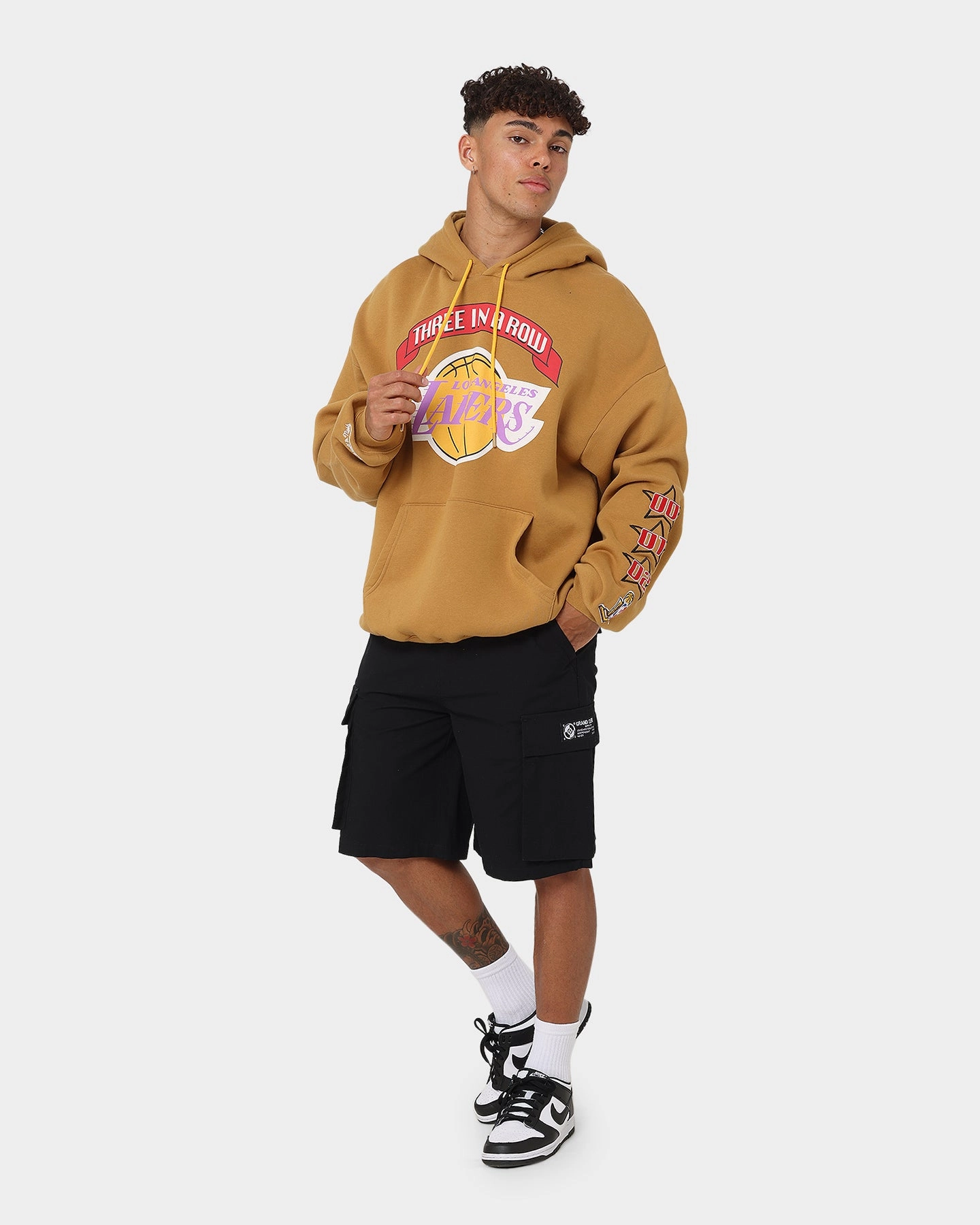 Sense Mitchell & Ness Los Angeles Lakers 3-Peat Hoodie Bone Brown