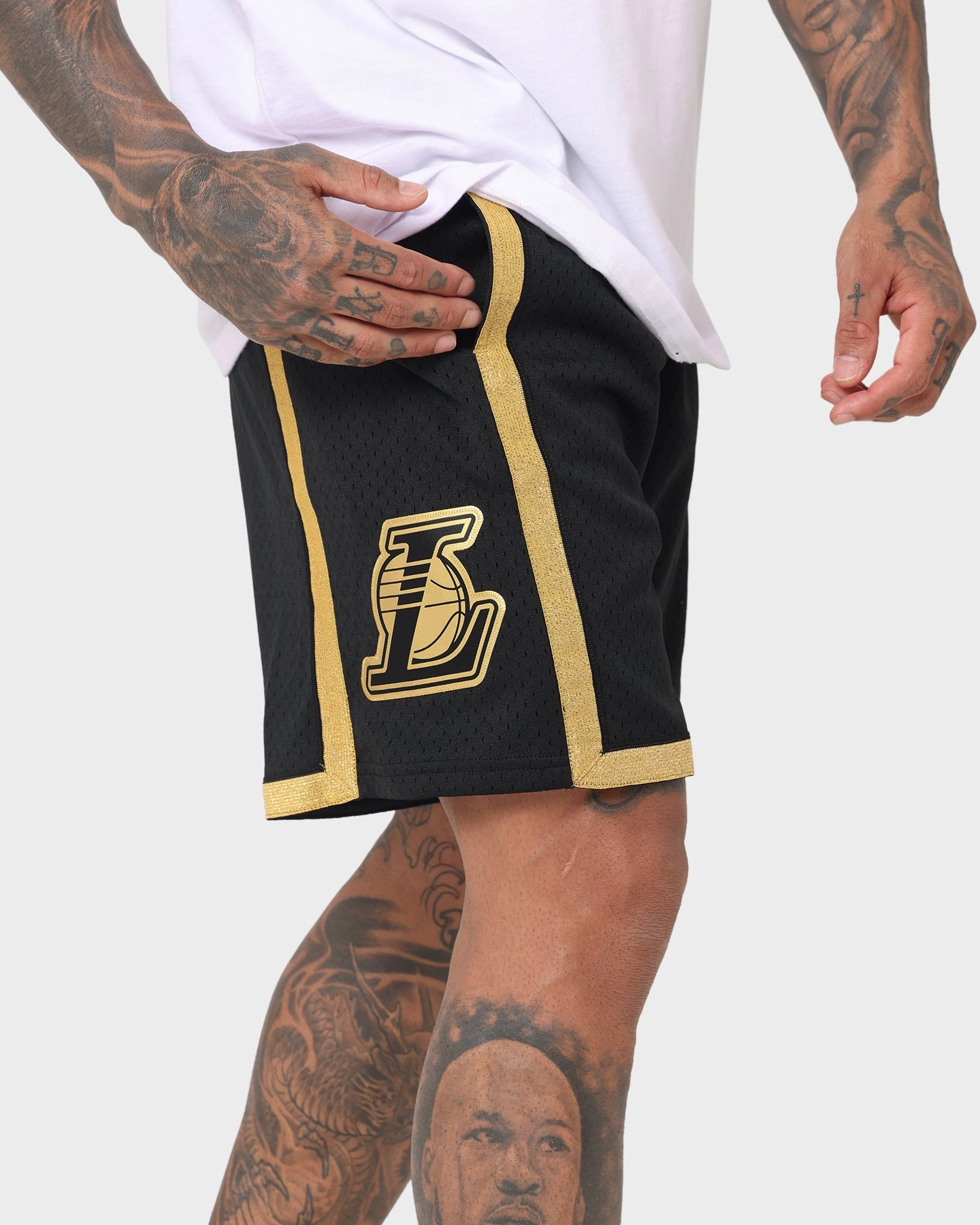 Active Lifestyle Mitchell & Ness Los Angeles Lakers 'Black Gold' Swing Shorts Black/Gold
