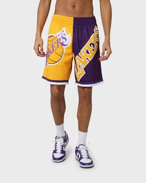 Mitchell & Ness Los Angeles Lakers Big Face 5.0 Shorts Yellow Non Binding Leg Openings Free Movement