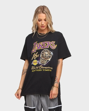 Ethically Sourced Cotton Mitchell & Ness Los Angeles Lakers Bling Rings Vintage T-Shirt Black